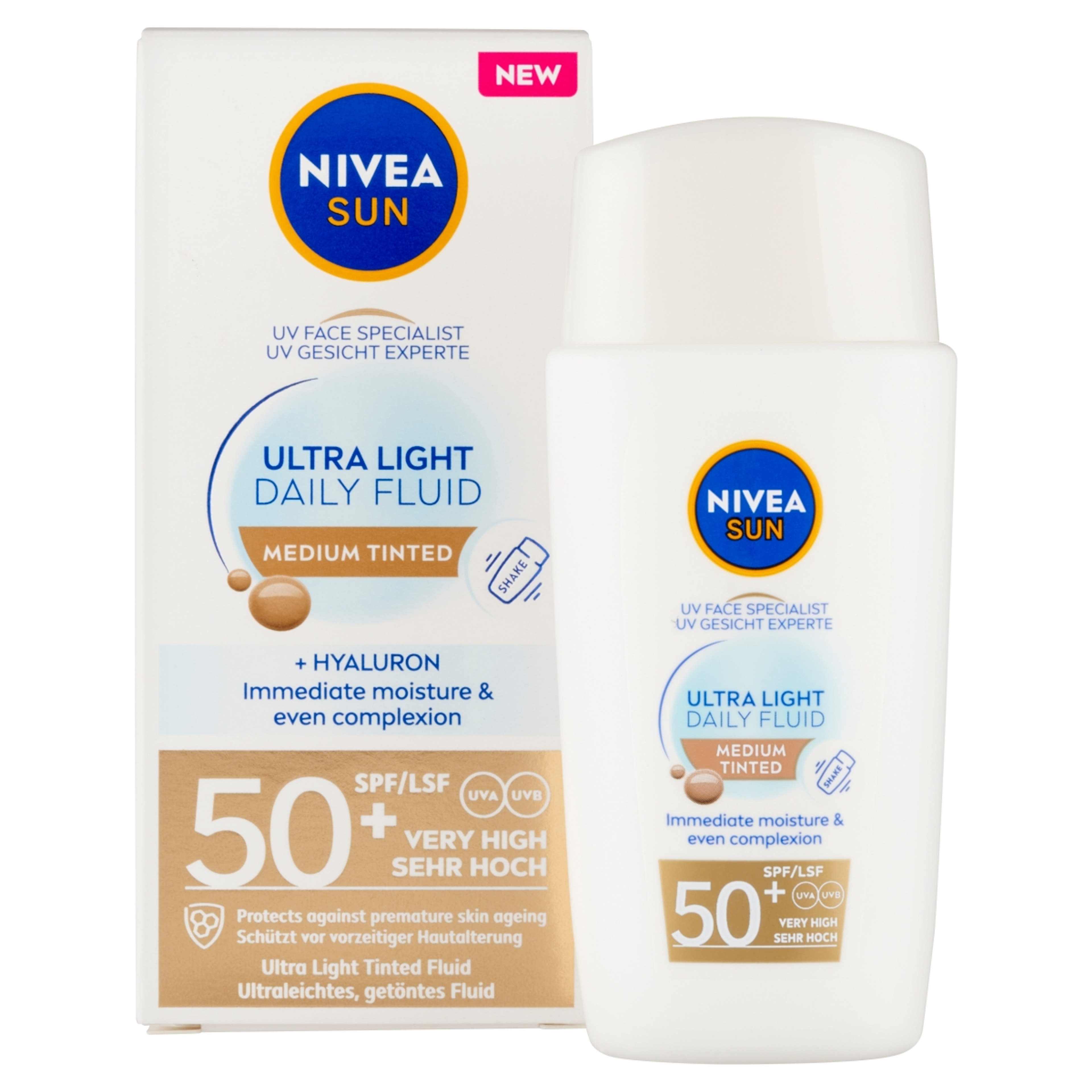 NIVEA SUN Ultra Light Daily színezett fényvédő fluid közepes árnyalat FF50+ - 40 ml-2