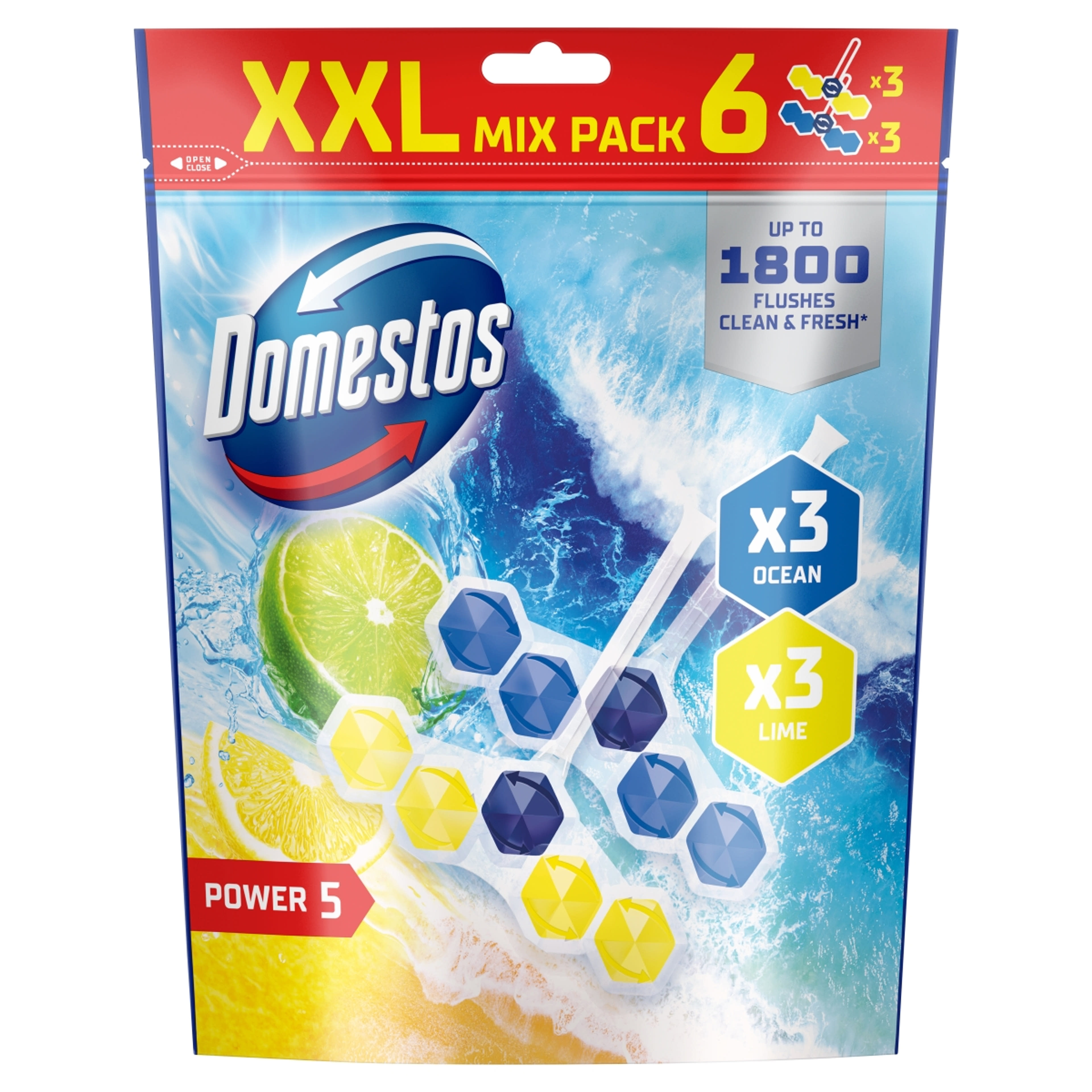 Domestos Power 5 Ocean/Lime WC illatosító 6 x 50 g - 300 g
