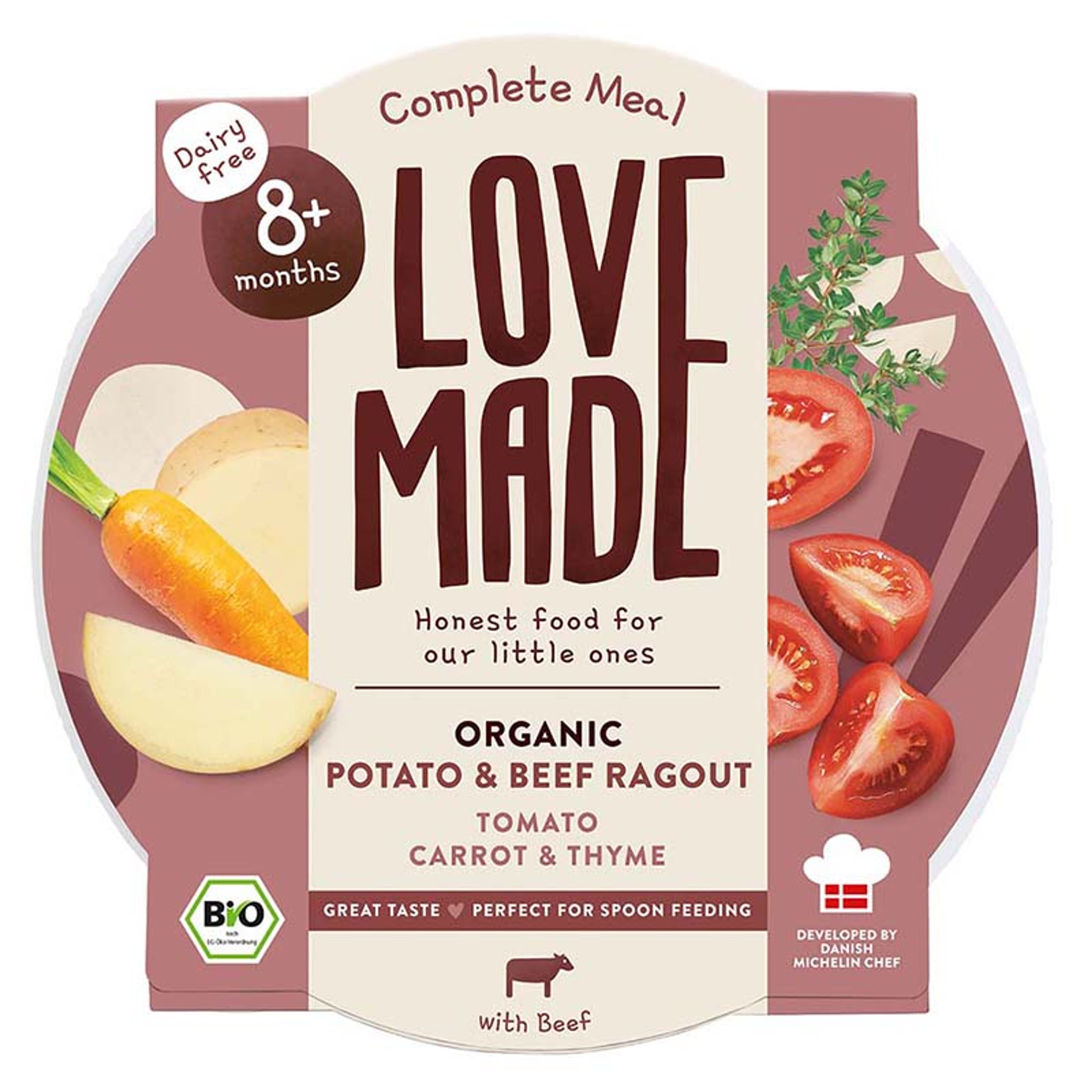 LoveMade Bio marharagu kakukkfűvel 8 hónapos kortól - 185 g