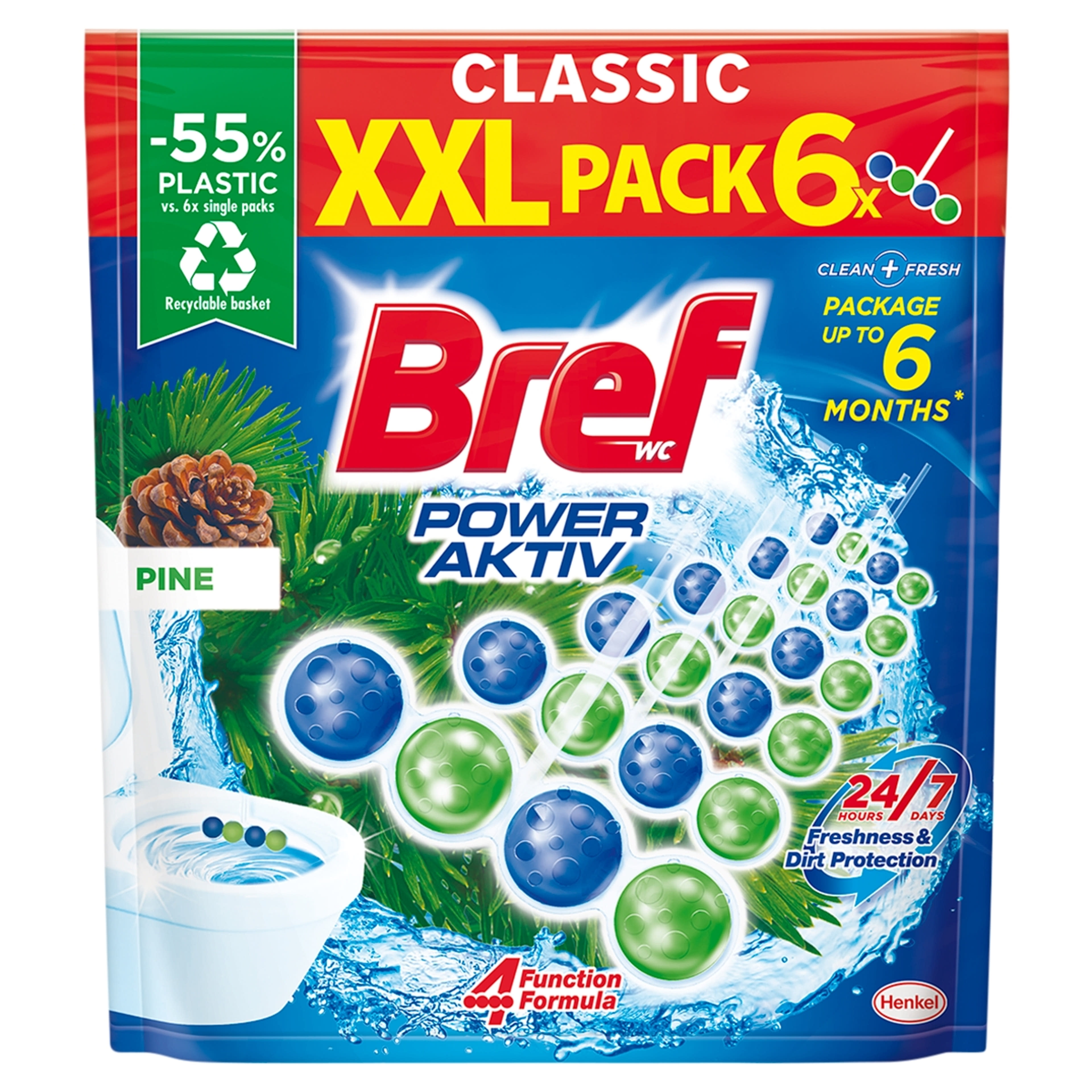 Bref Power Aktiv Pine WC frissítő (6 x 50 g) - 300 g