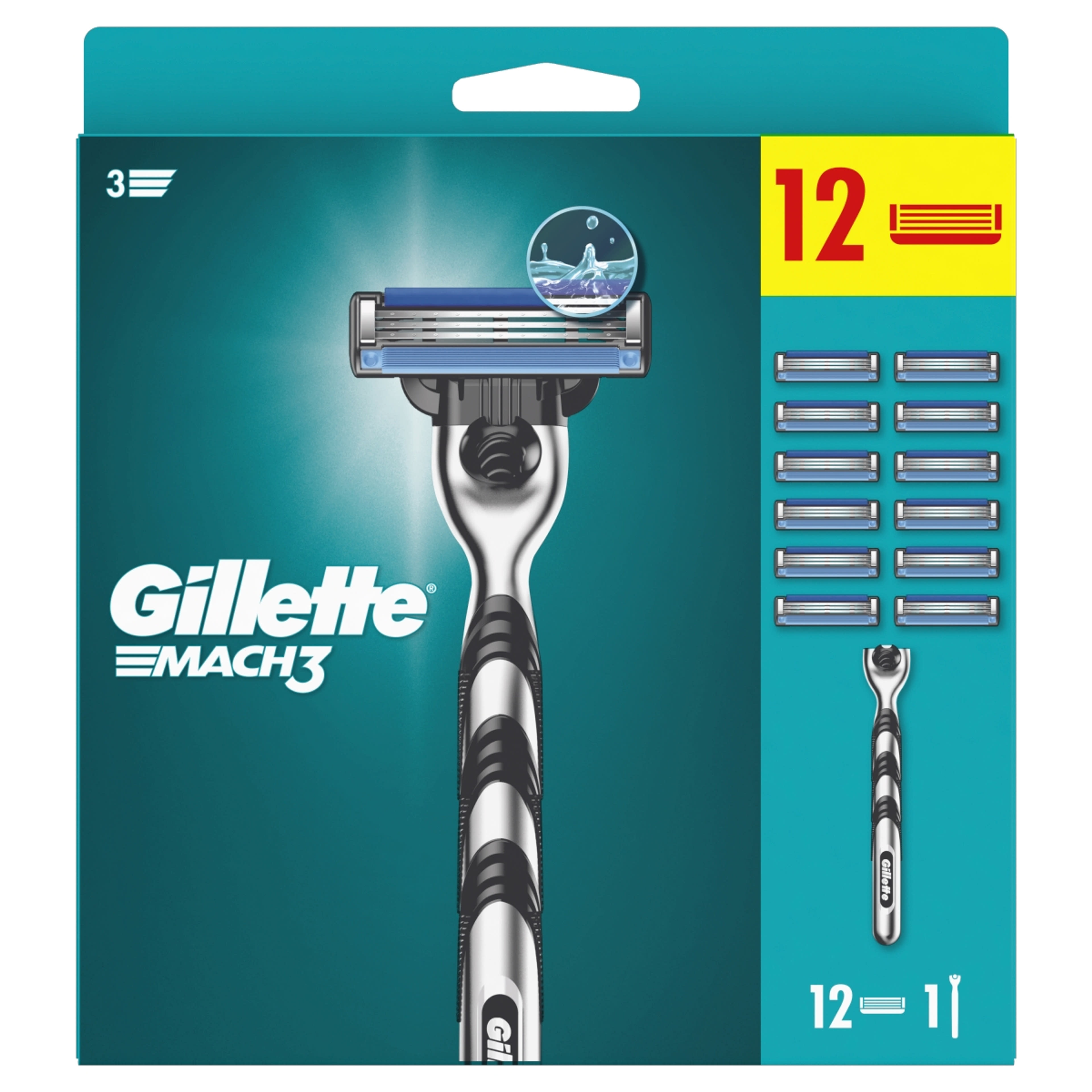 Gillette Mach3 férfi borotva készülék és 12 db borortvabetét - 1 db