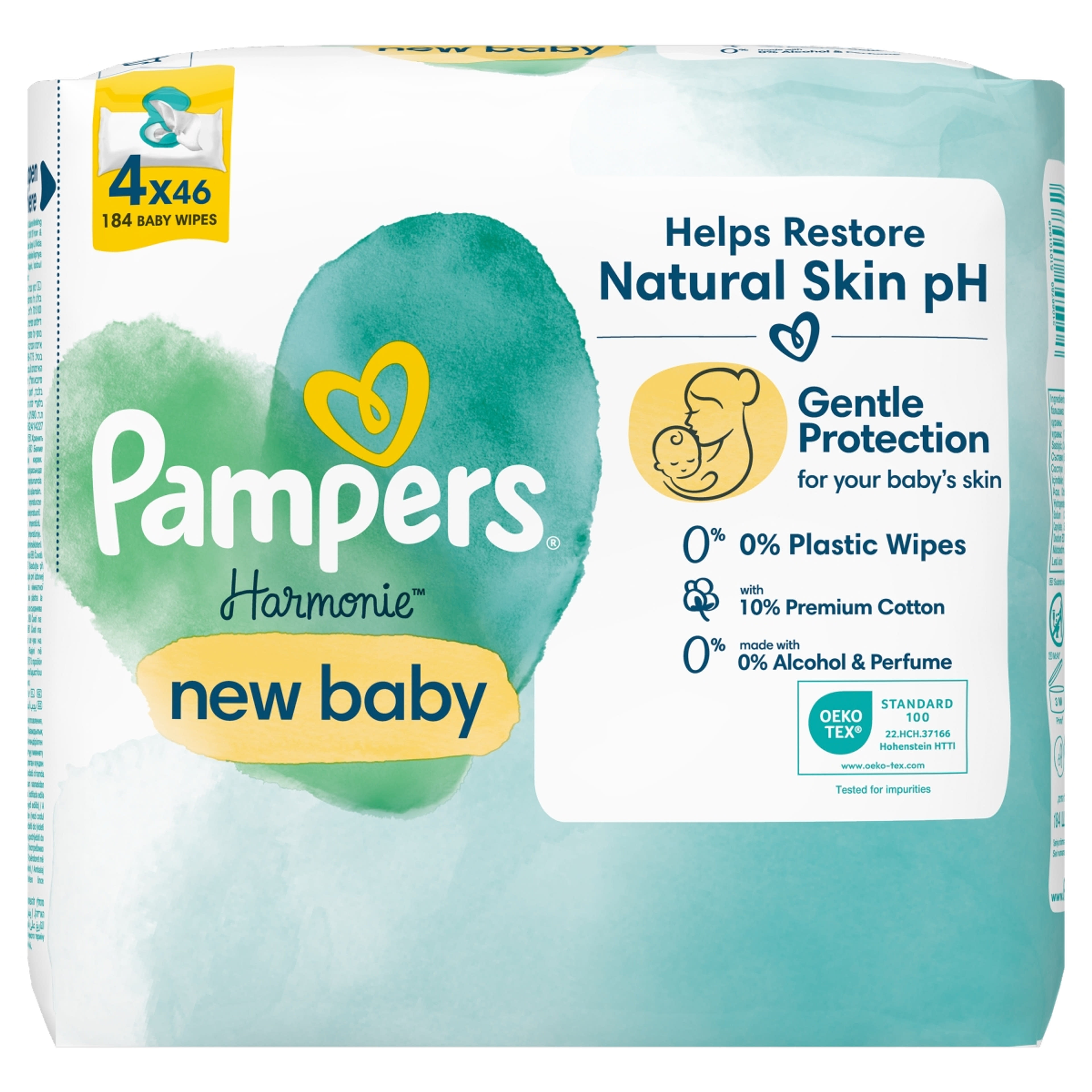 Pampers Harmonie New Baby törlőkendő, műanyagmentes - 184 db-1