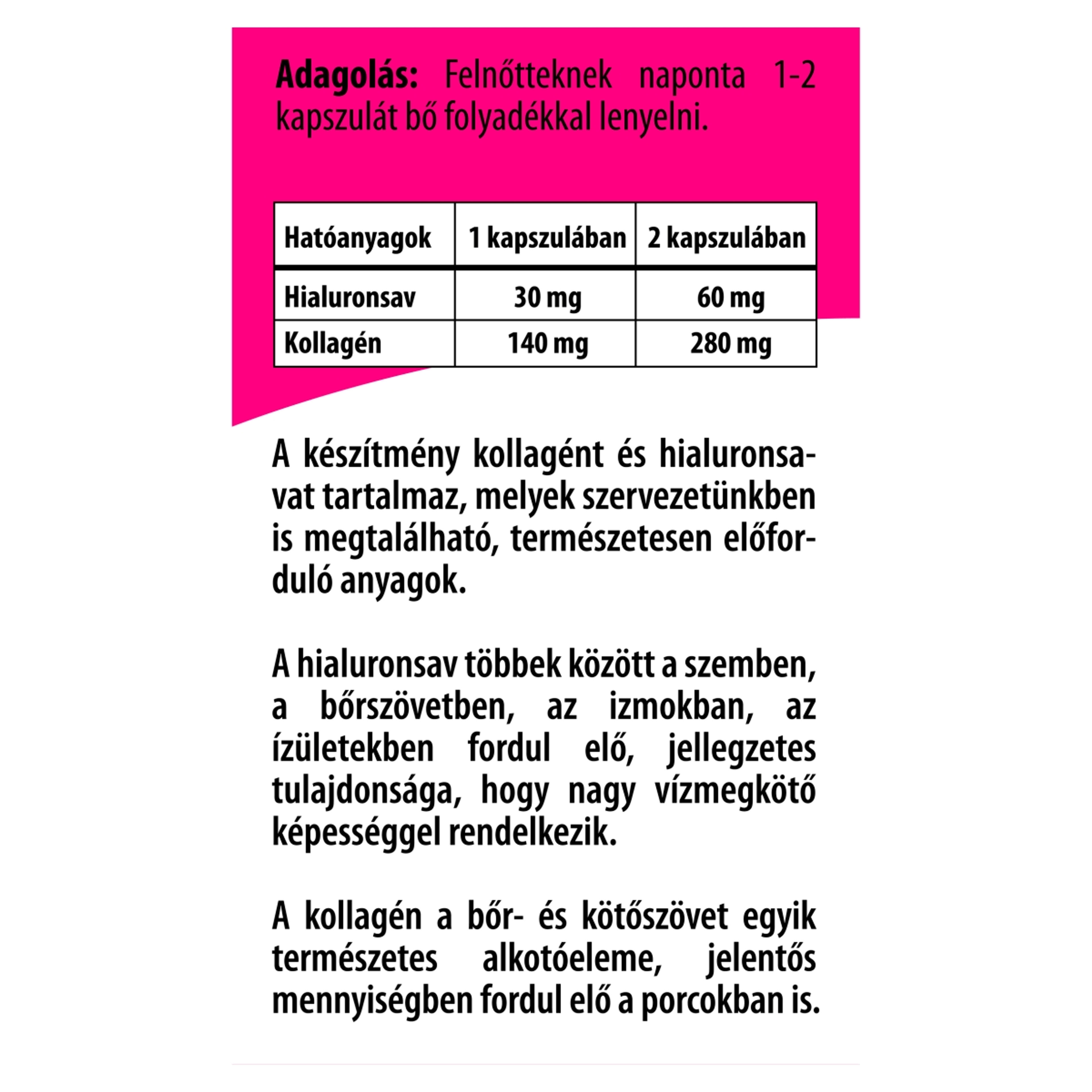 Bioco Hialuronsav+Kollagén étrendkiegészítő tabletta - 30 db-3