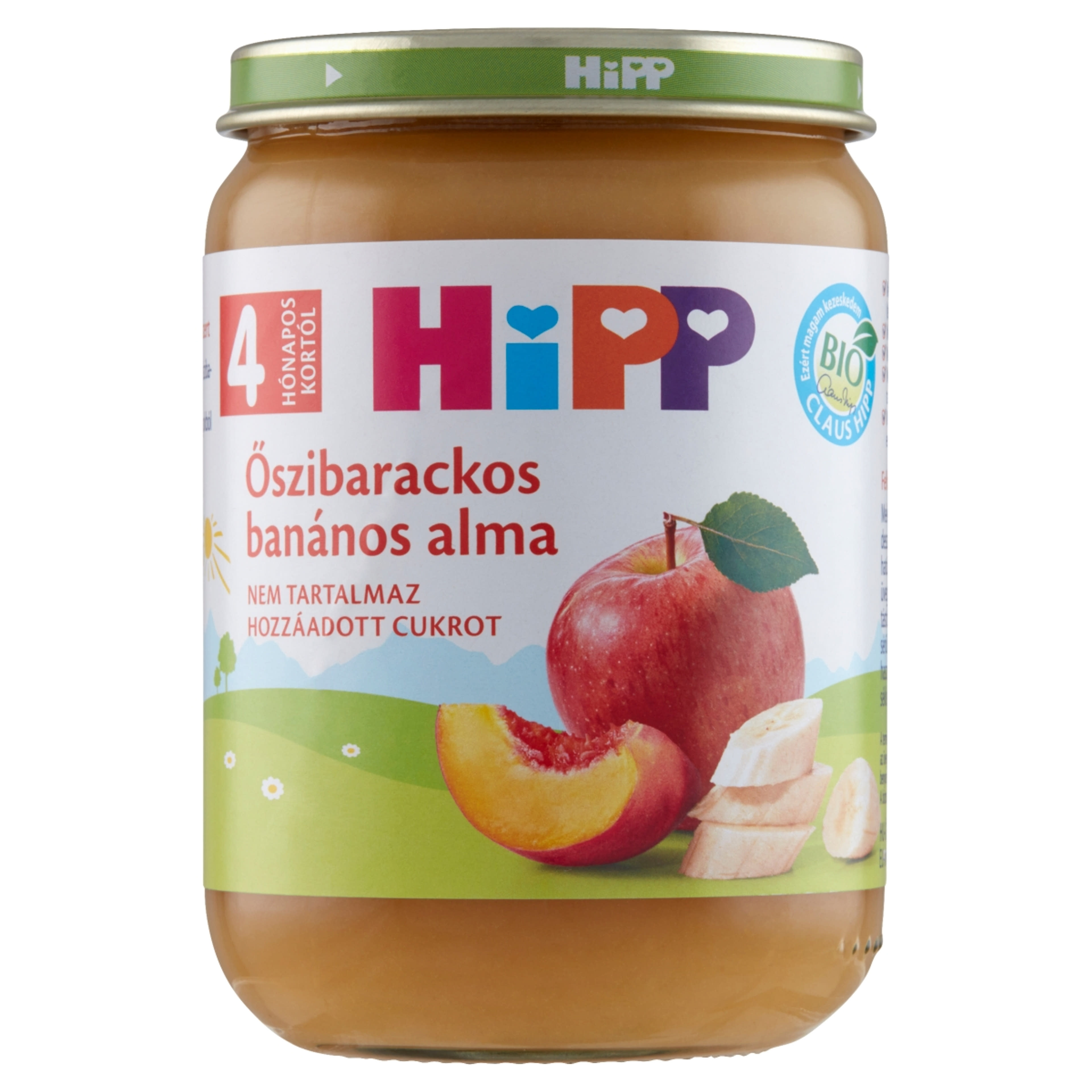 Hipp Bébiétel Oszibarack- Banán- Alma 4 Hónapos Kortól - 190 g-1