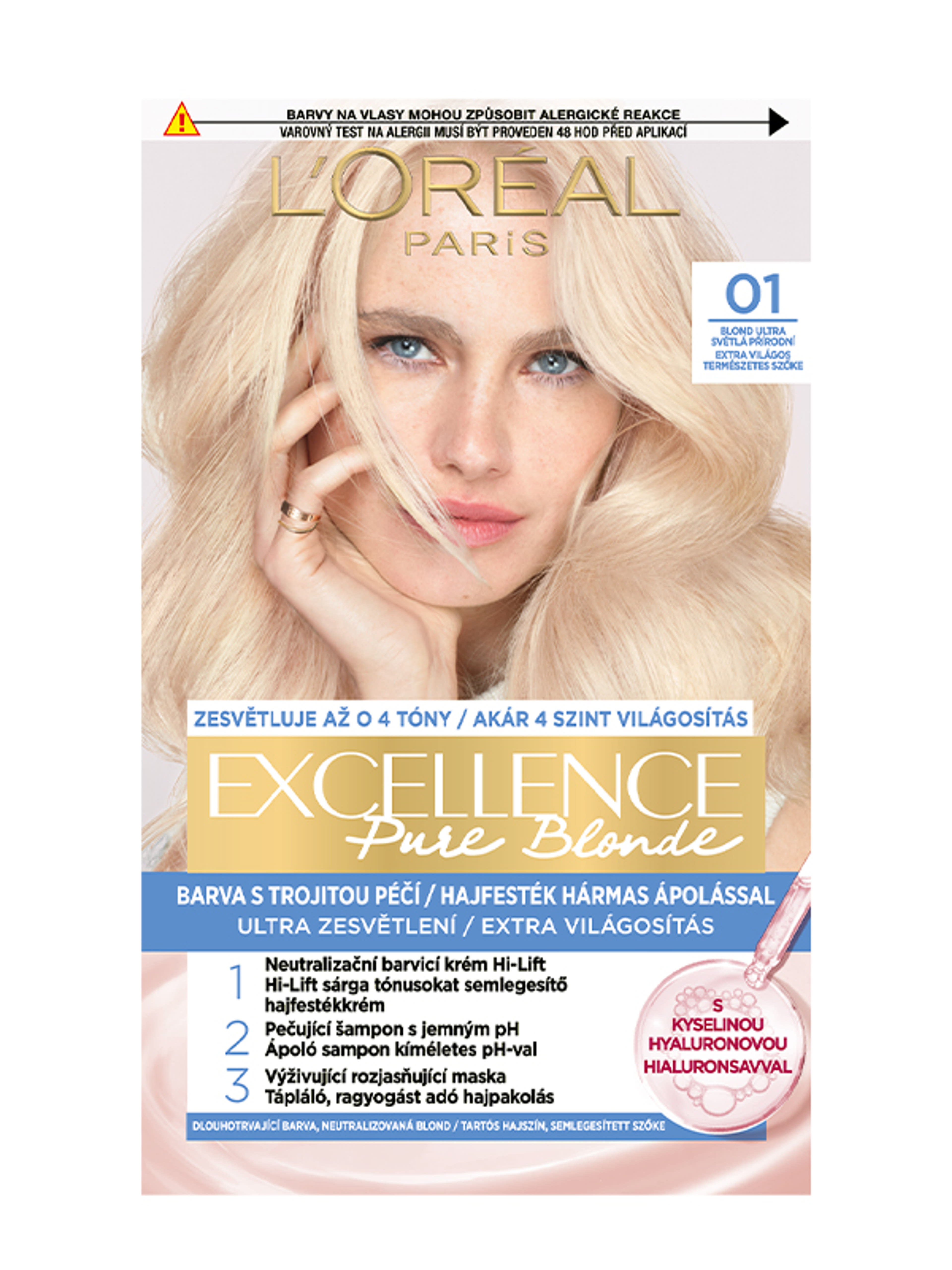 L'Oréal Paris Excellence krémes, tartós hajfesték 01 extra világos természetes szőke - 1 db-1
