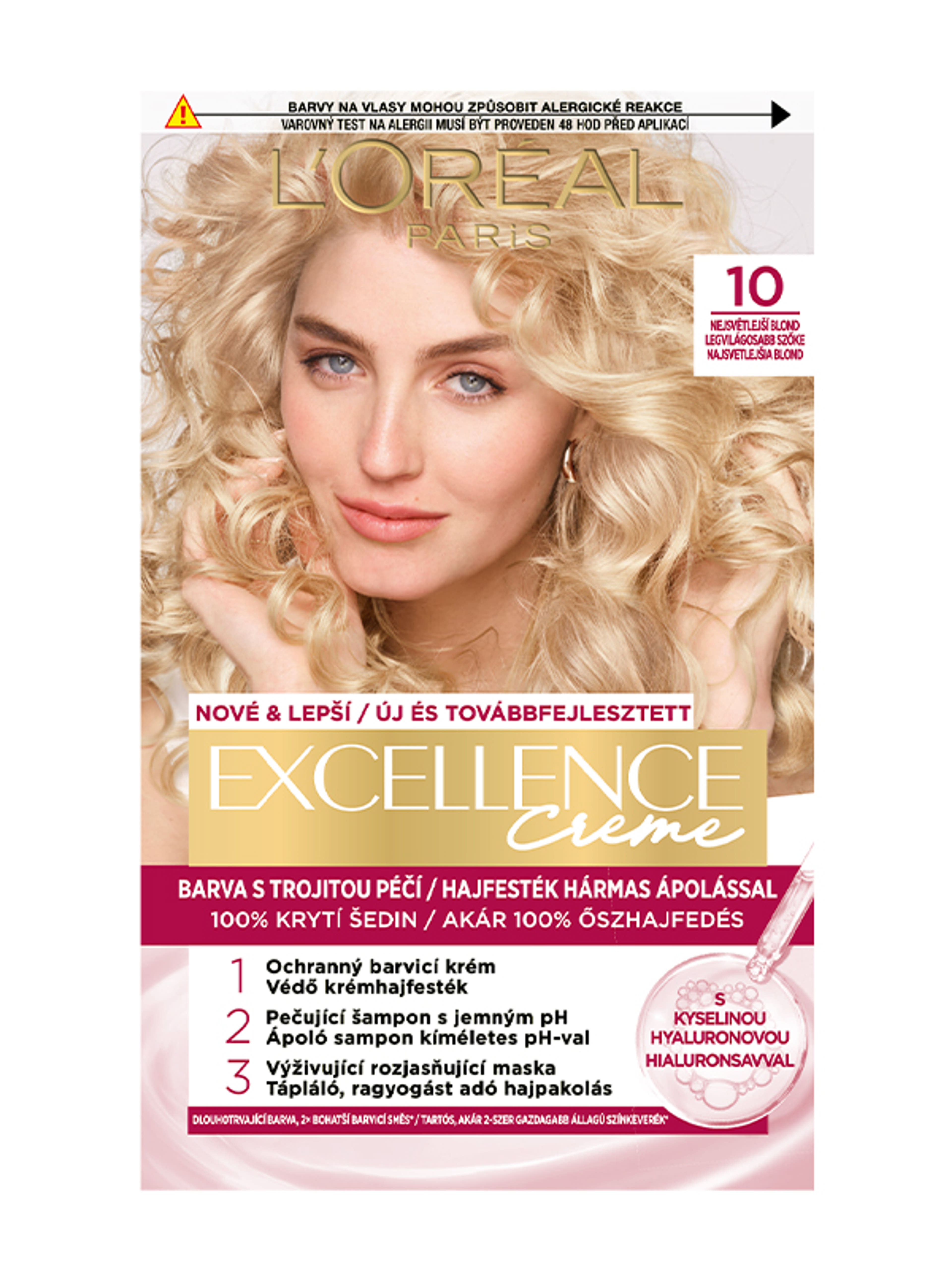 L'Oréal Paris Excellence krémes, tartós hajfesték 10 világosszőke - 1 db-1
