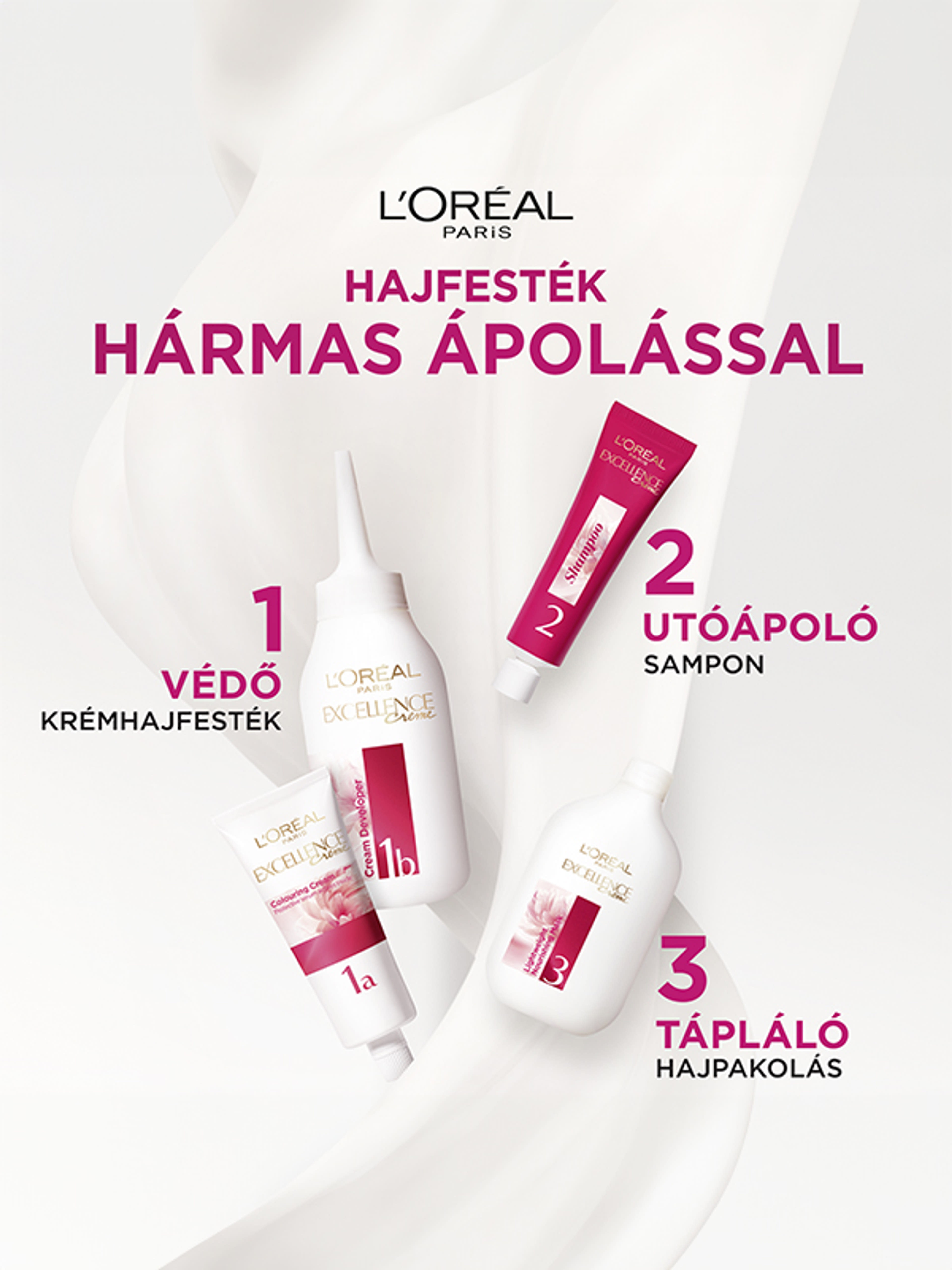 L'Oréal Paris Excellence krémes, tartós hajfesték 9.1 nagyon világos hamvaszszőke - 1 db-3