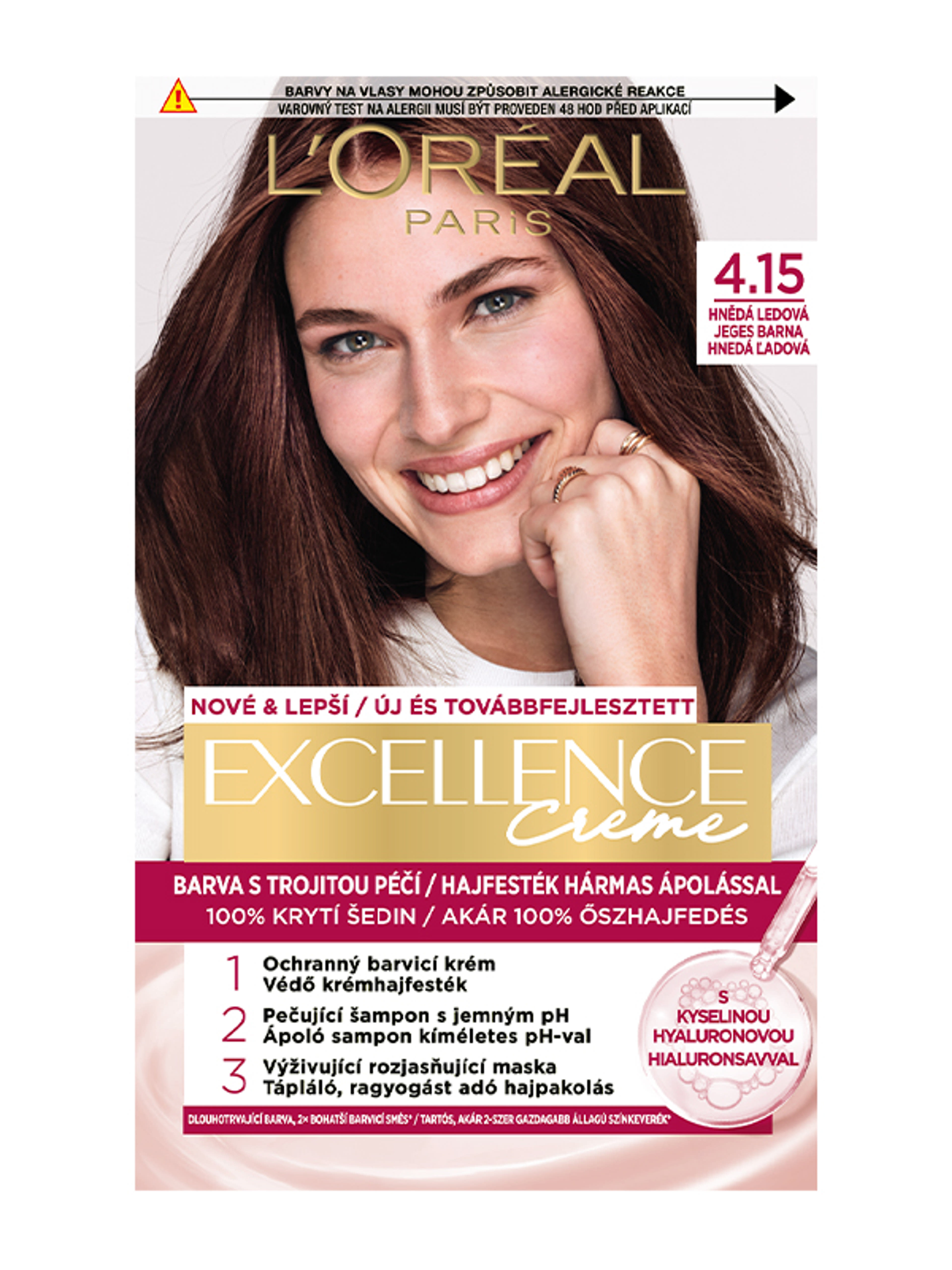 L'Oréal Paris Excellence krémes, tartós hajfesték 4.15 jeges barna - 1 db