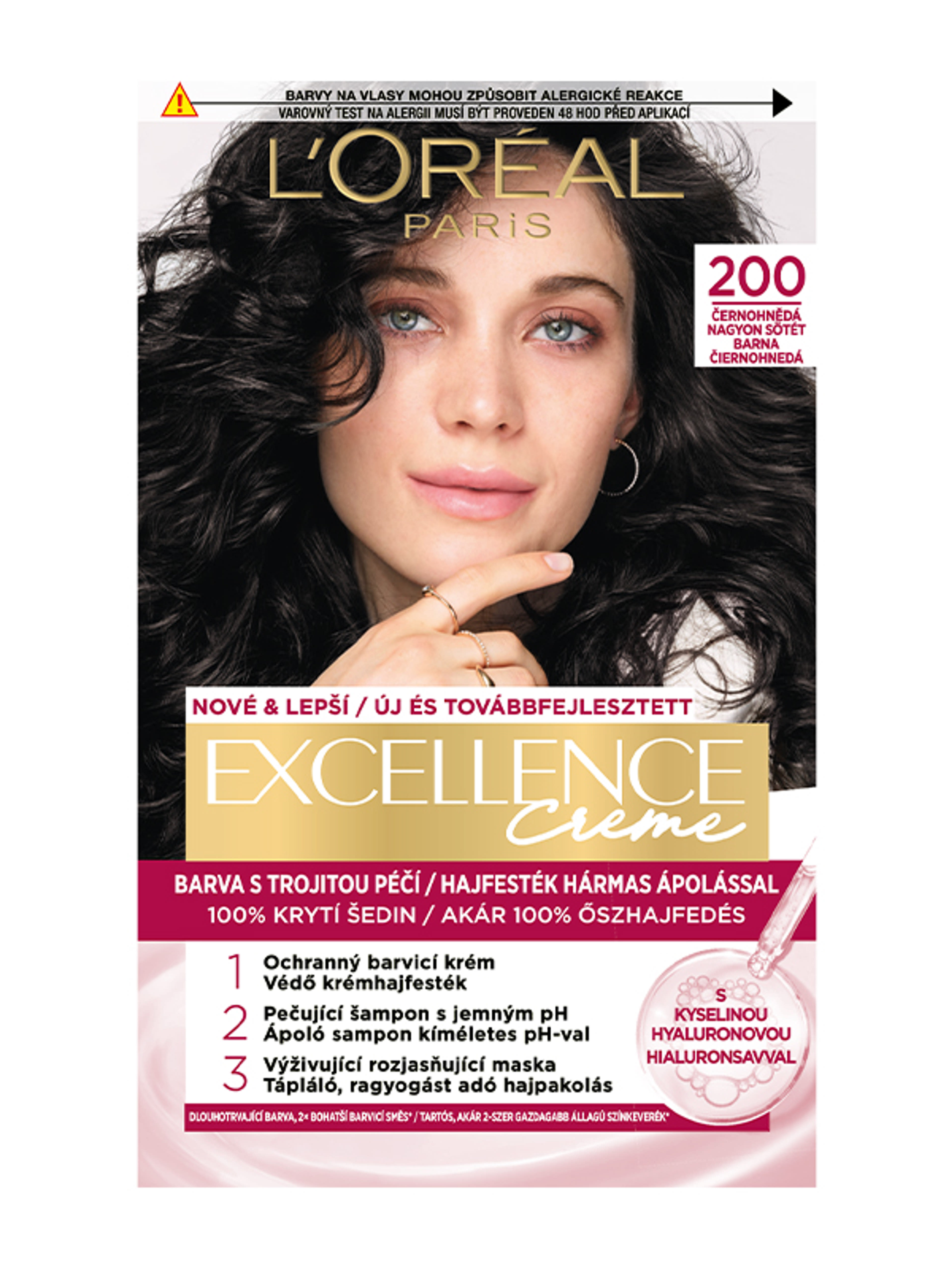 L'Oréal Paris Excellence krémes, tartós hajfesték 200 nagyon sötét barna - 1 db-1