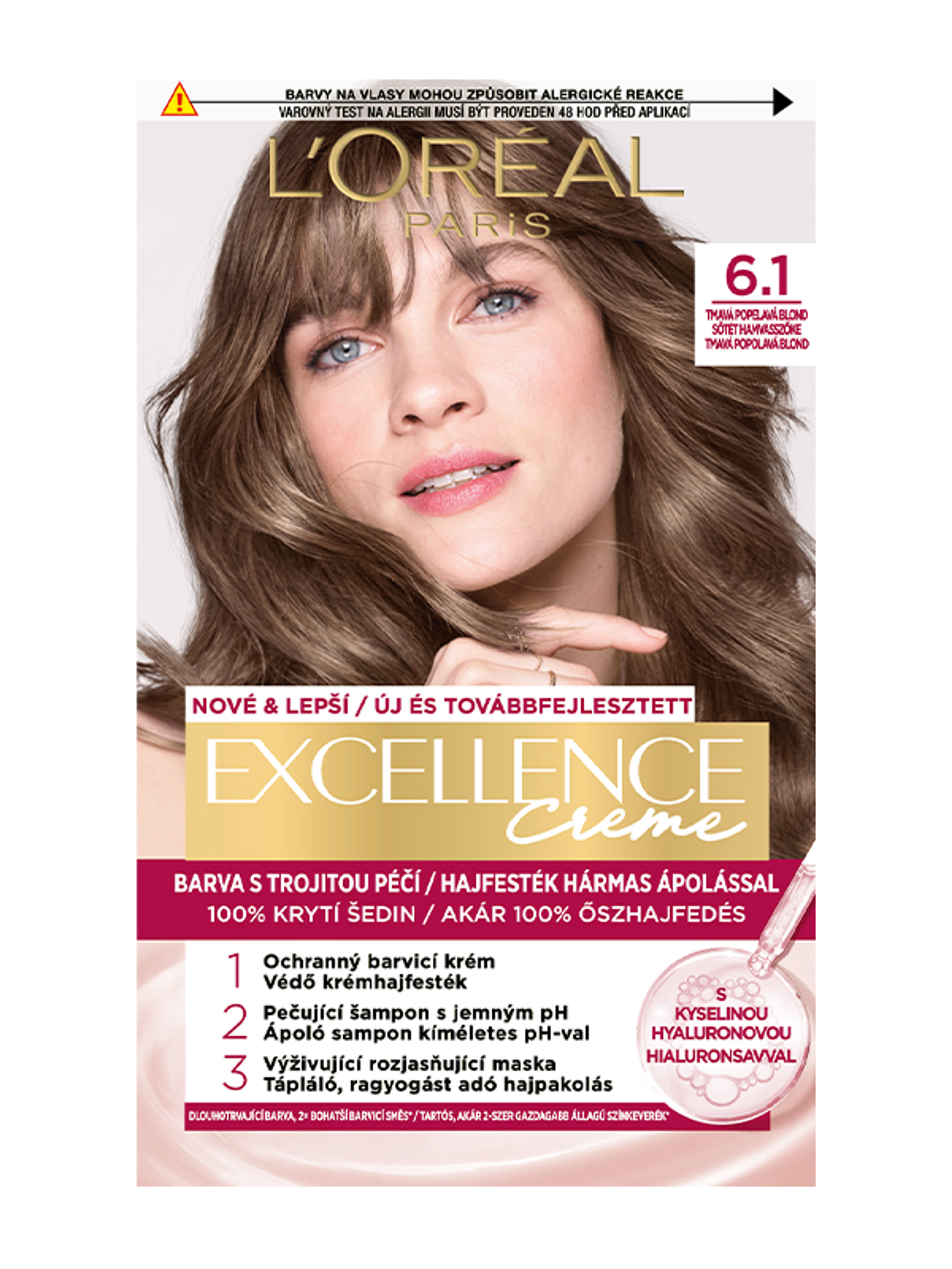 L'Oréal Paris Excellence krémes, tartós hajfesték 6.1 sötét hamvasszőke - 1 db-1