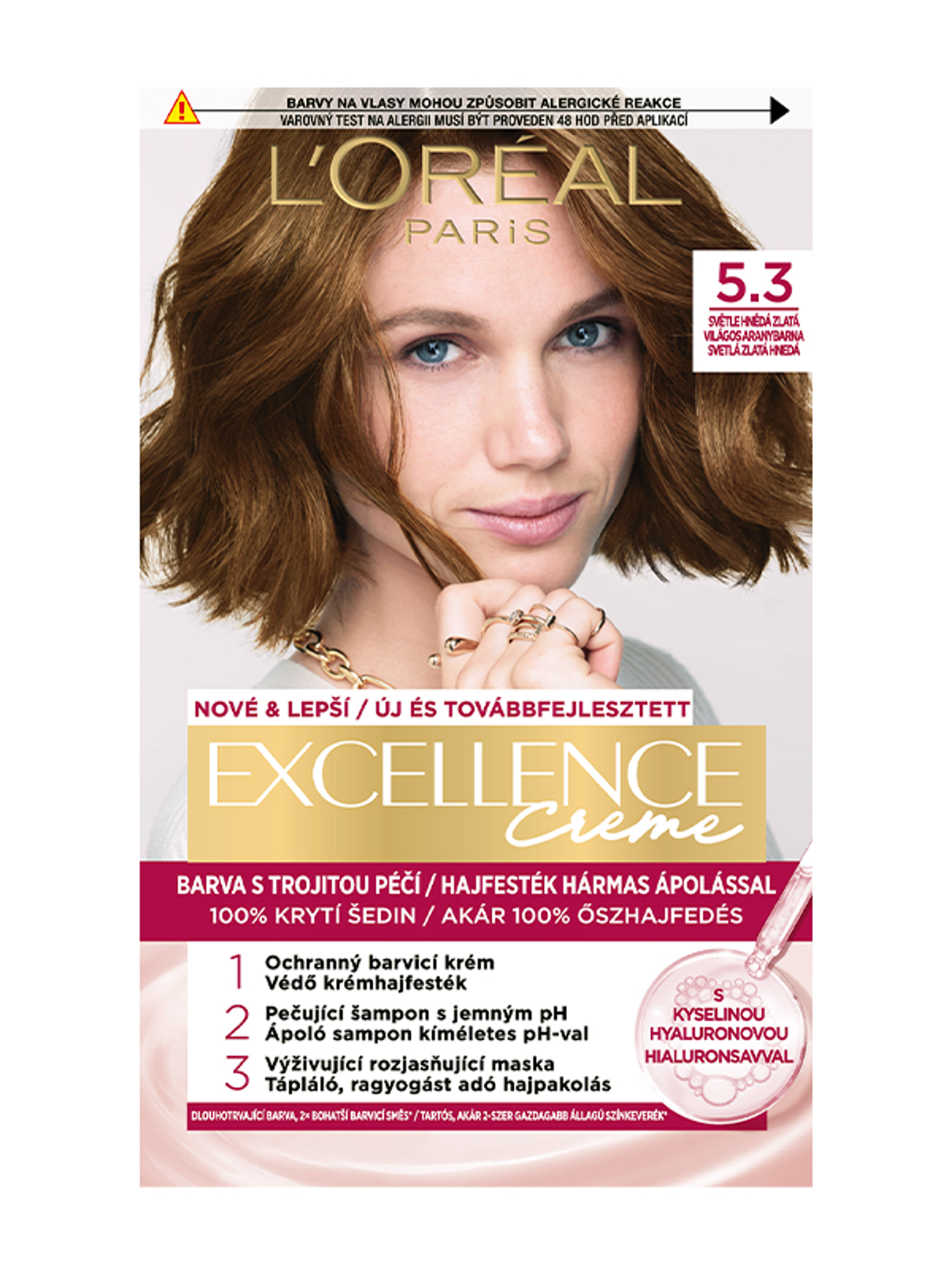 L'Oréal Paris Excellence krémes, tartós hajfesték 5.3 aranybarna - 1 db