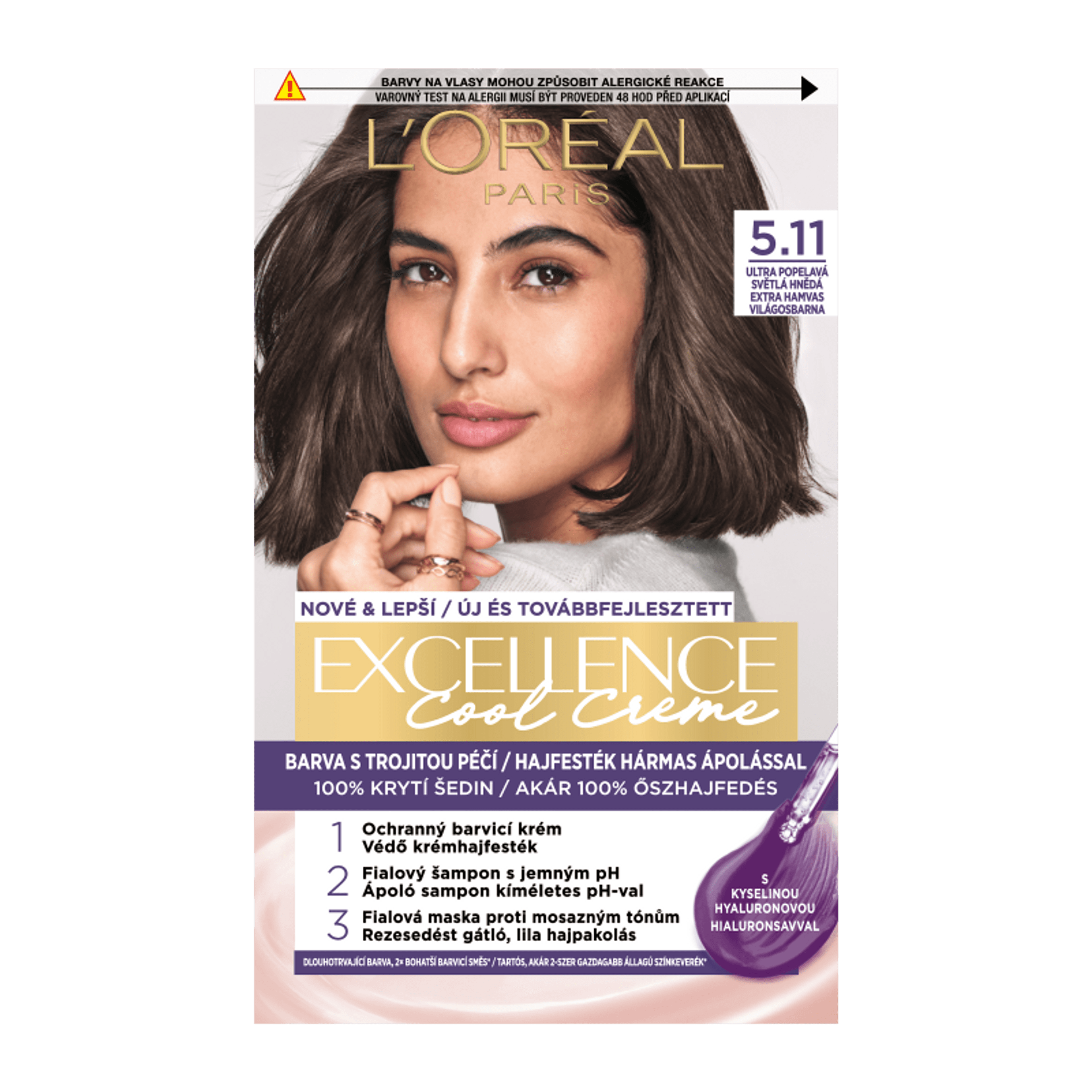 L'Oréal Paris Excellence Cool Creme hajfesték /5.11 extra hamvas világosbarna - 1 db