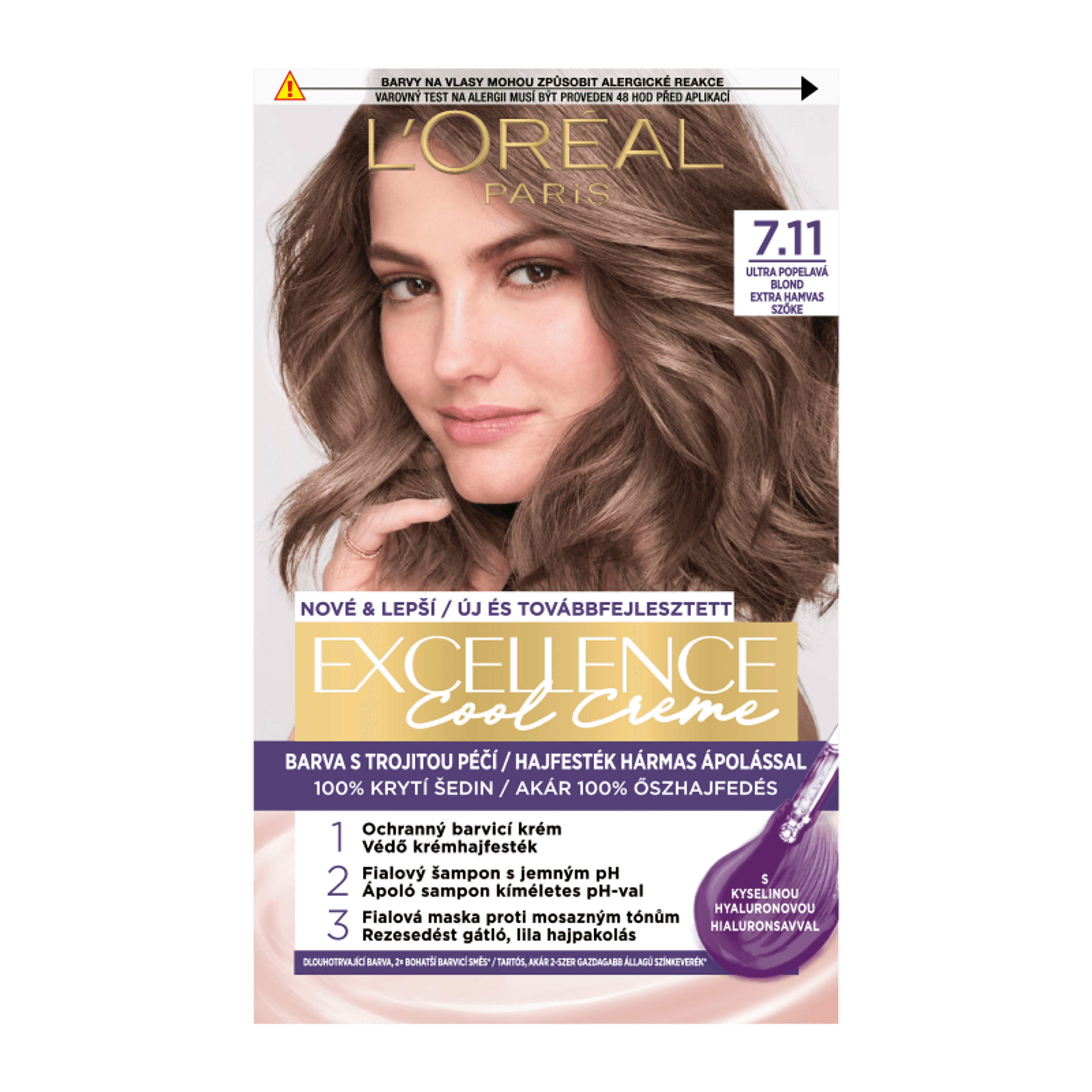 L'Oréal Paris Excellence Cool Creme 7.11 extra hamvas szőke - 1 db