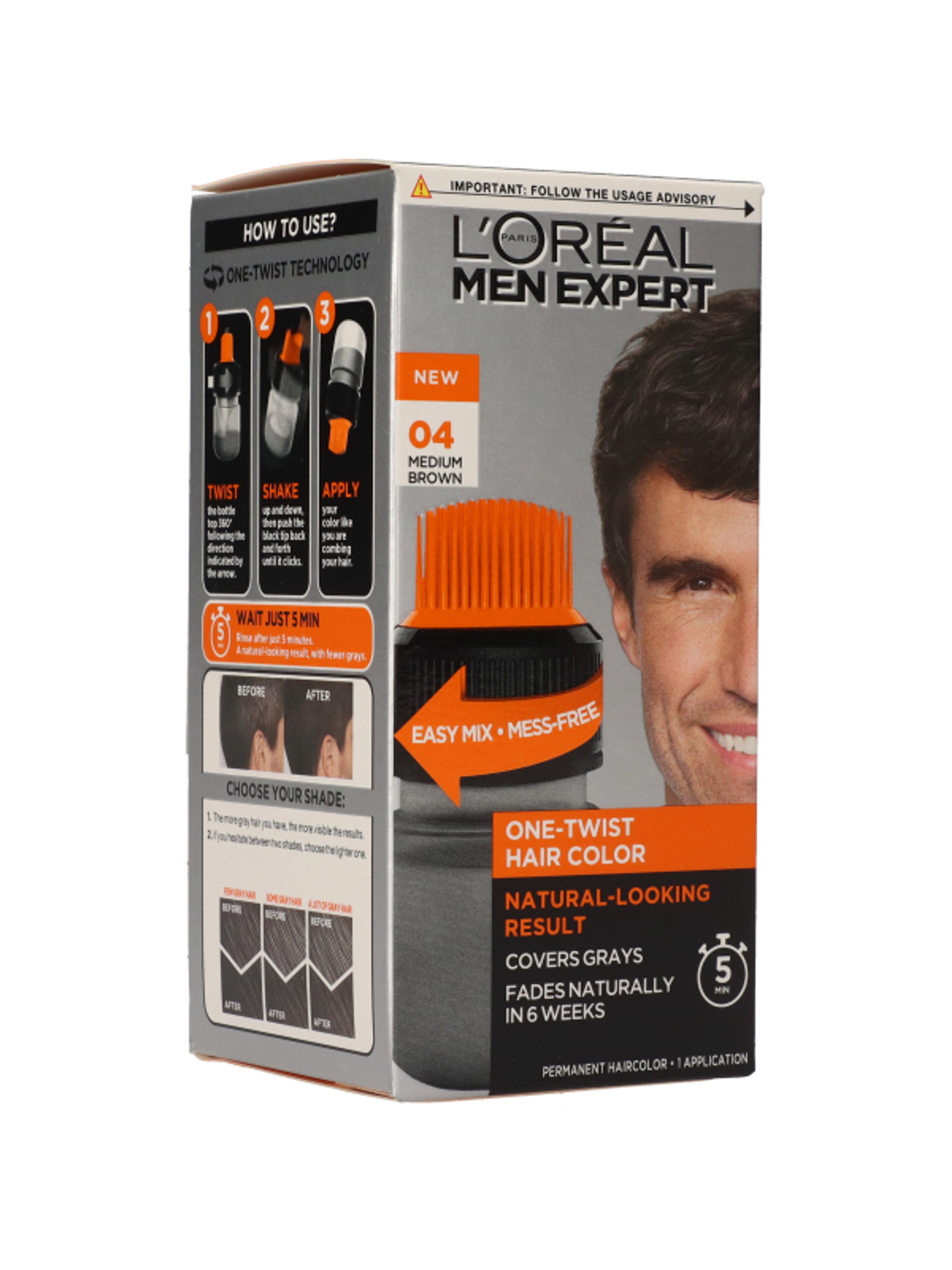 L'Oréal Men Expert Haircolor félig tartós hajfesték /04 medium brown - 56 ml-5