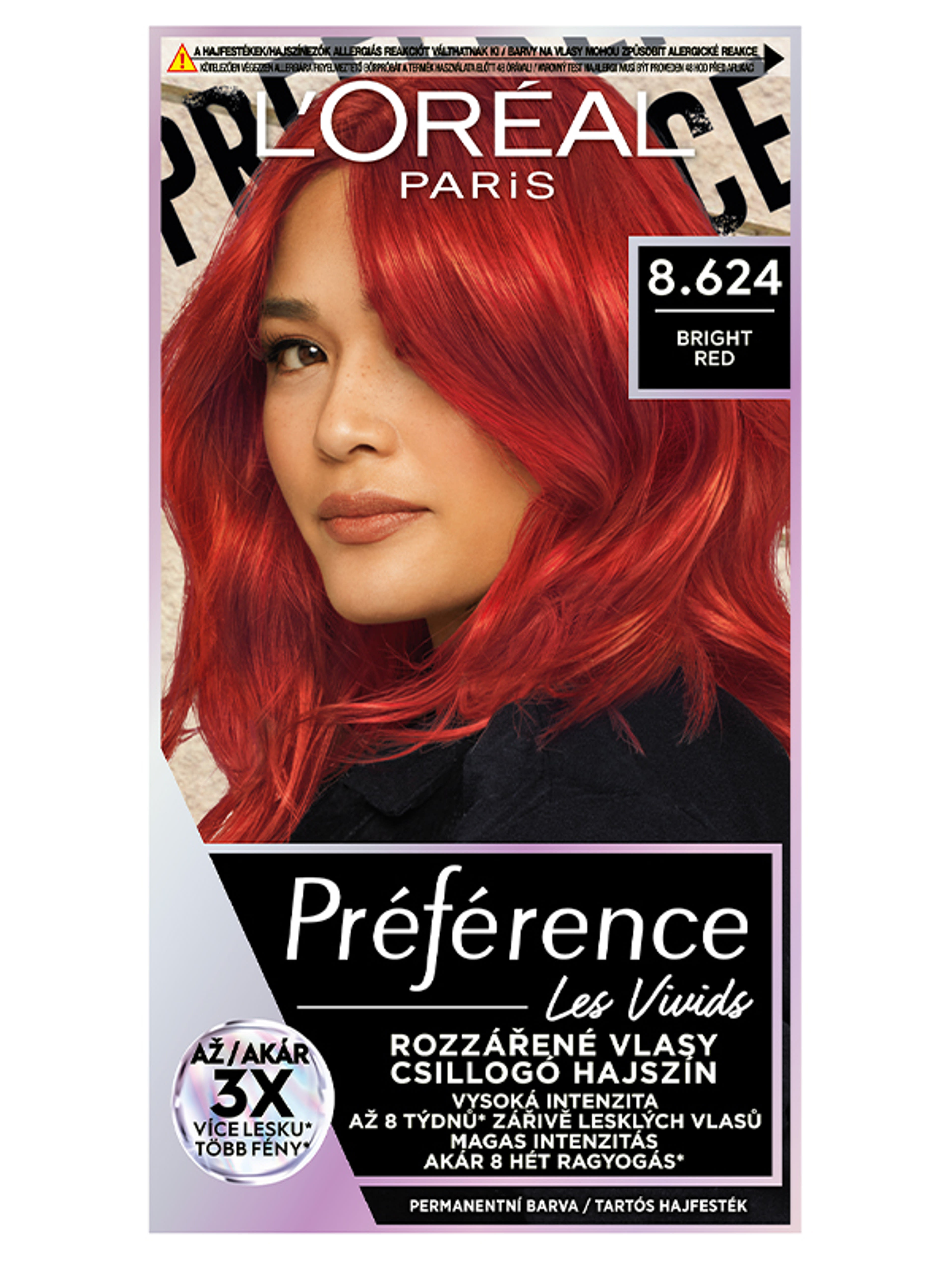 L'Oréal Paris Préférence Vivid hajfesték, 8.624 bright red /020 - 174 ml