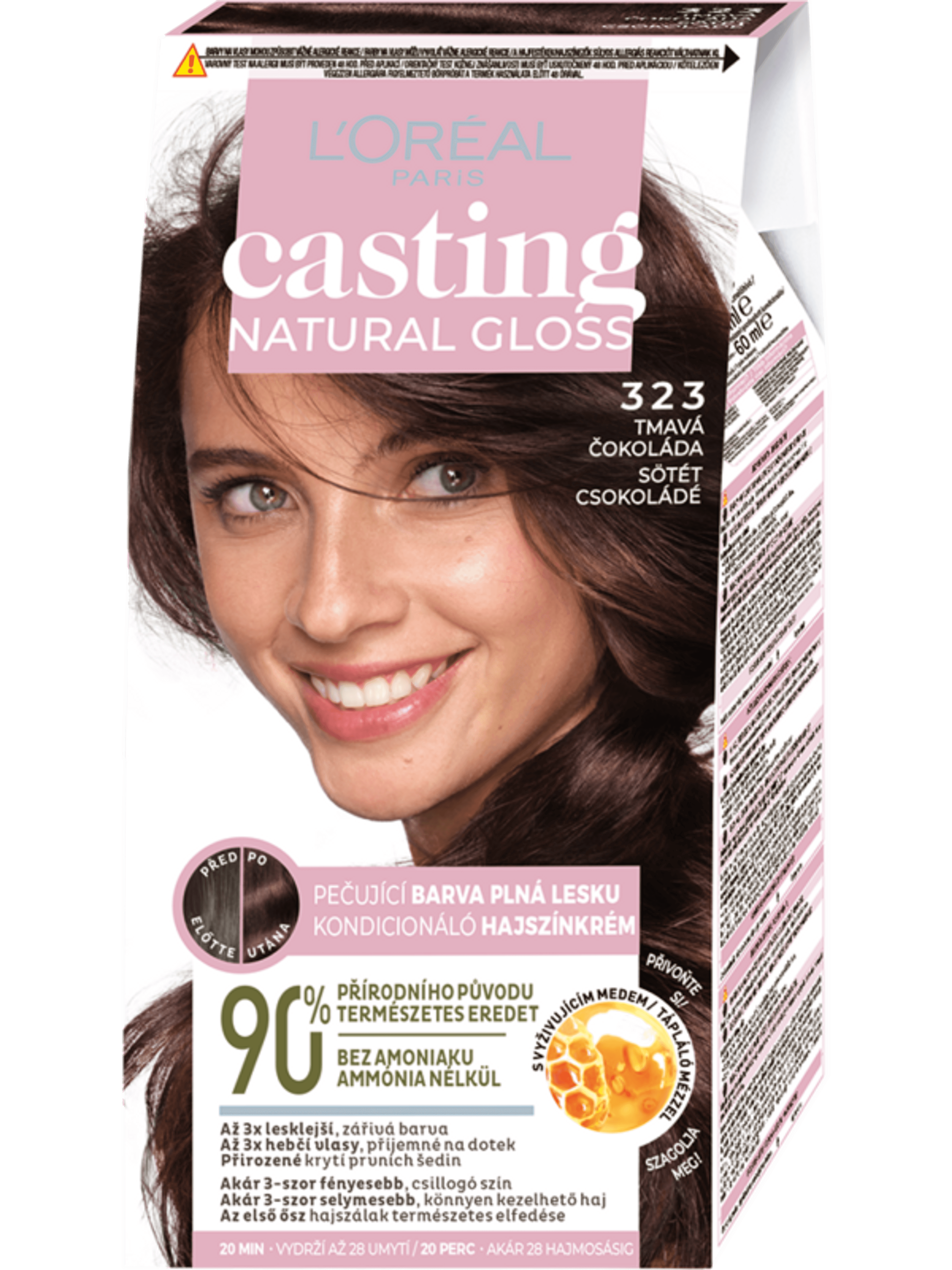 L'Oreal Paris Casting Natural Gloss hajszínező, 323 brown chocolate - 1 db