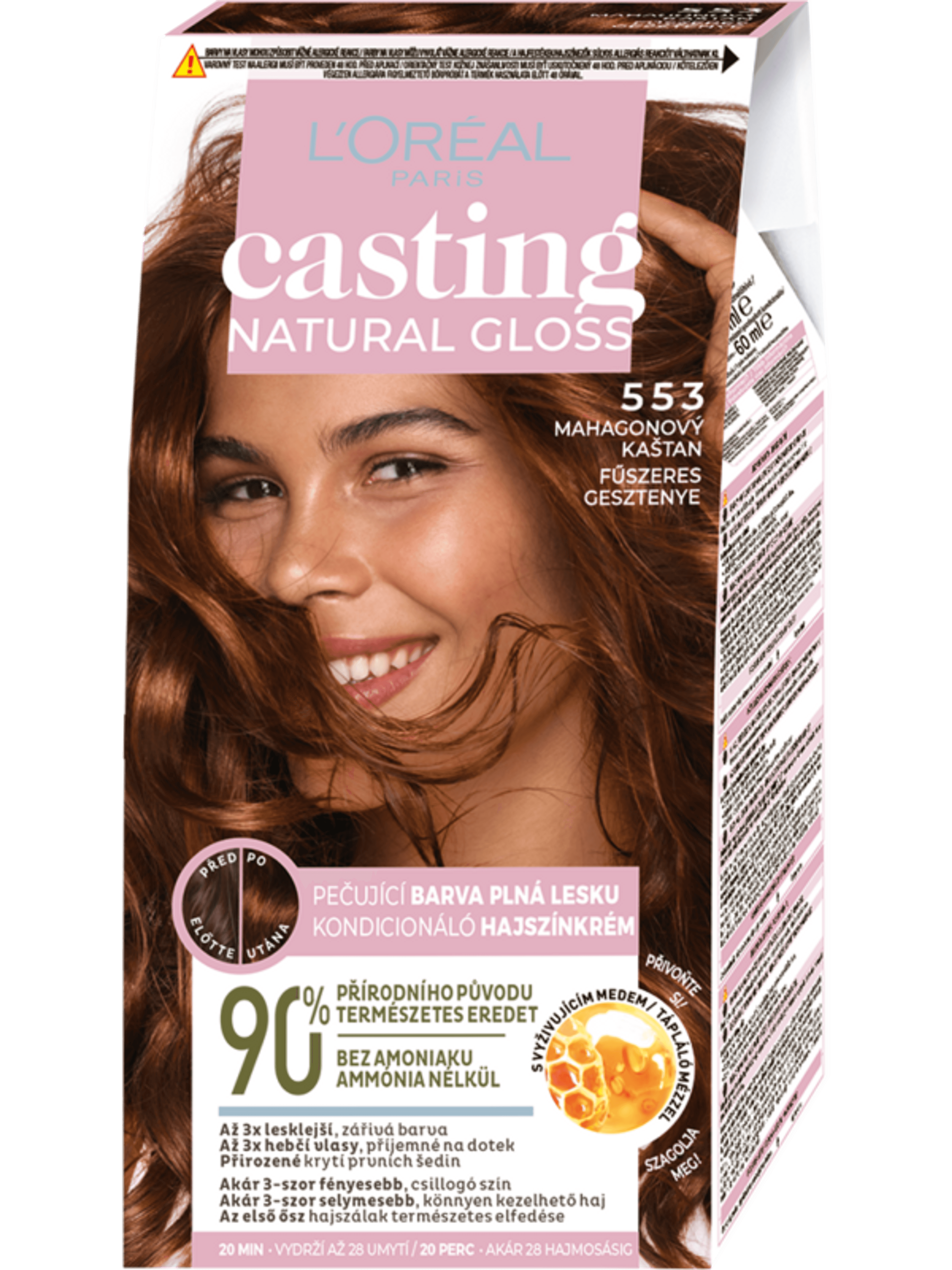 L'Oreal Paris Casting Natural Gloss hajszínező, 553 spiced auburn - 1 db