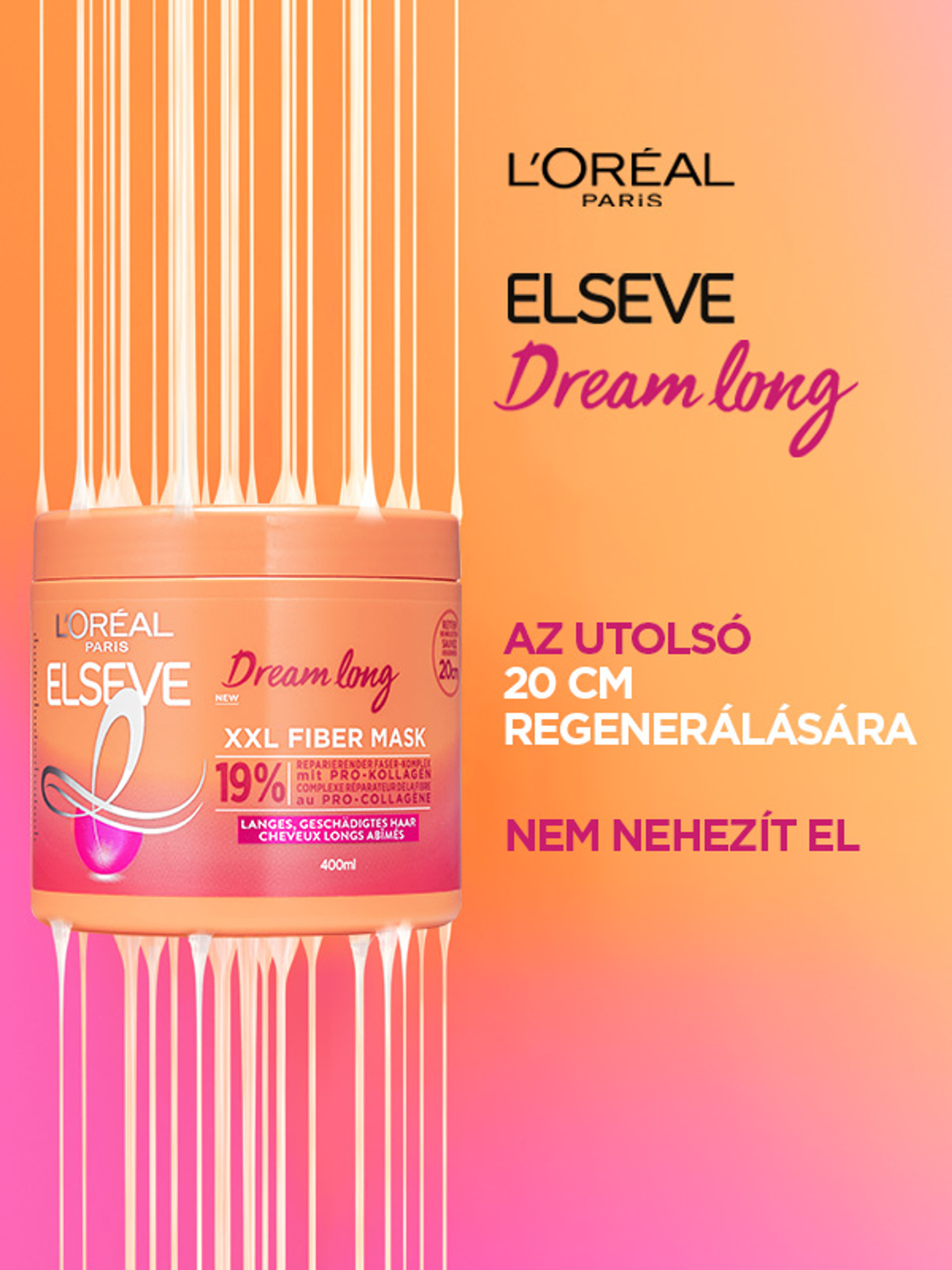 L'Oréal Paris Elseve Dream Long XXL Fiber hajmaszk - 400 ml-4
