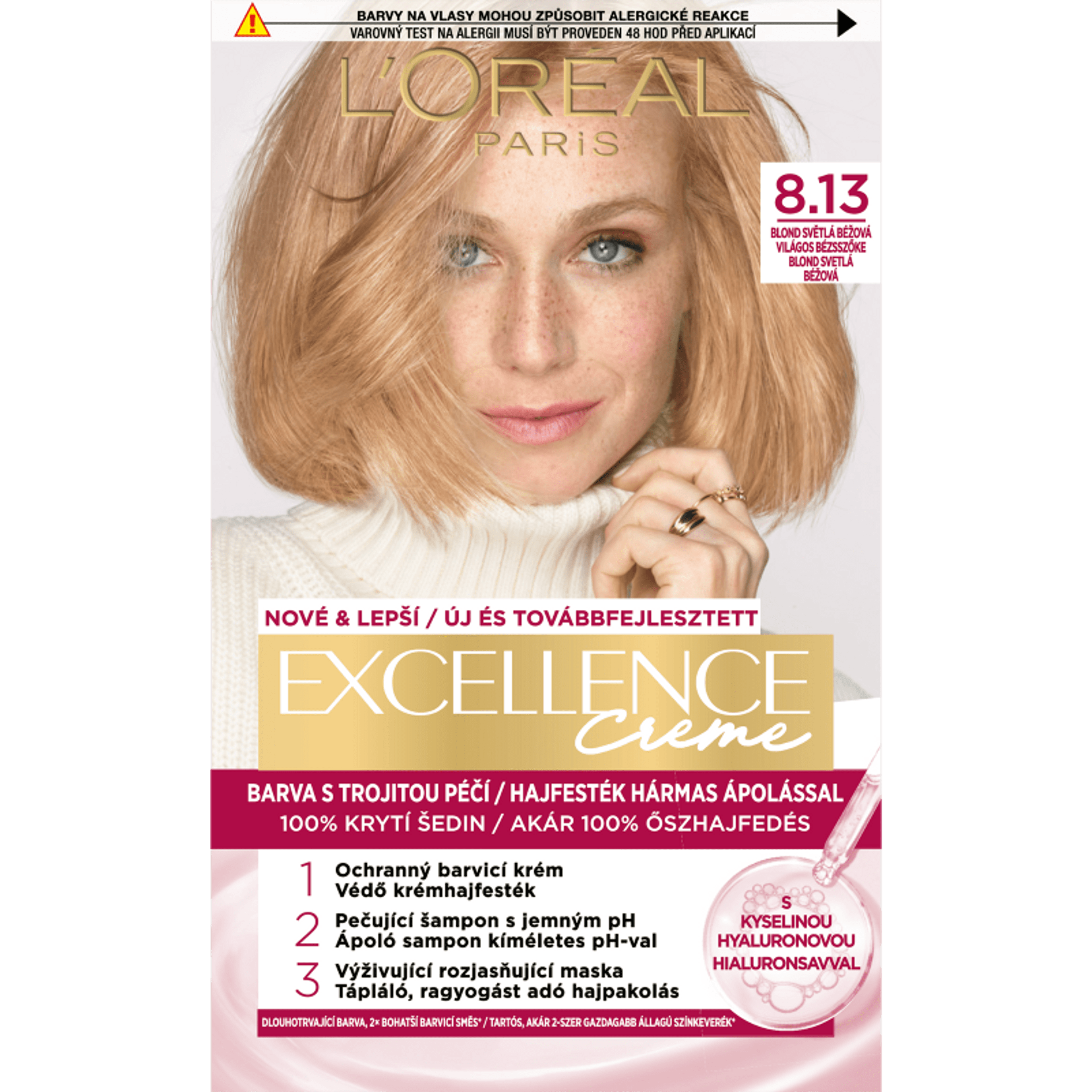 L'Oréal Paris Excellence hajfesték /8.13 világos bézsszőke - 1 db