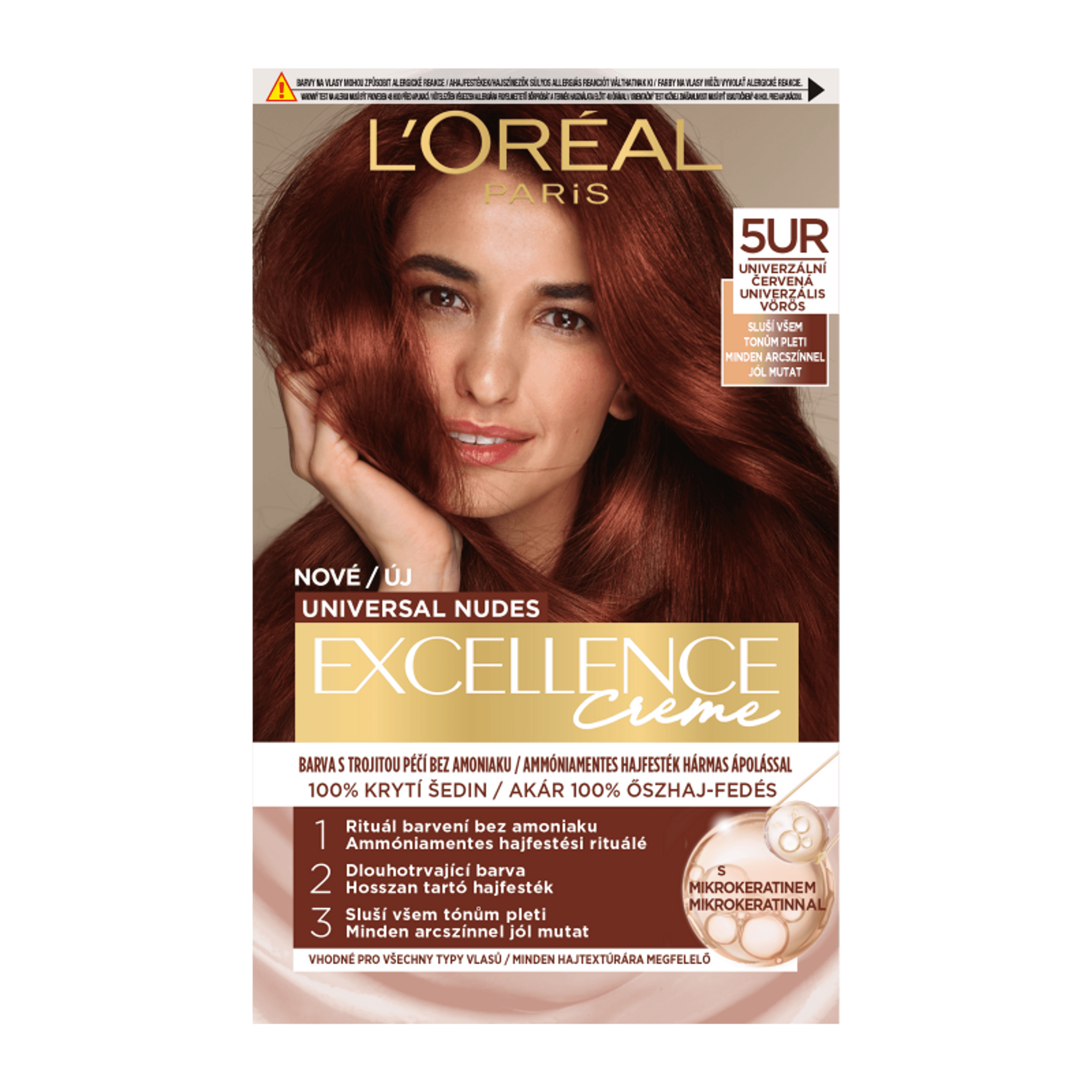 L'Oréal Paris Excellence Nudes Copper hajfesték /5UR univerzális vörös - 1 db