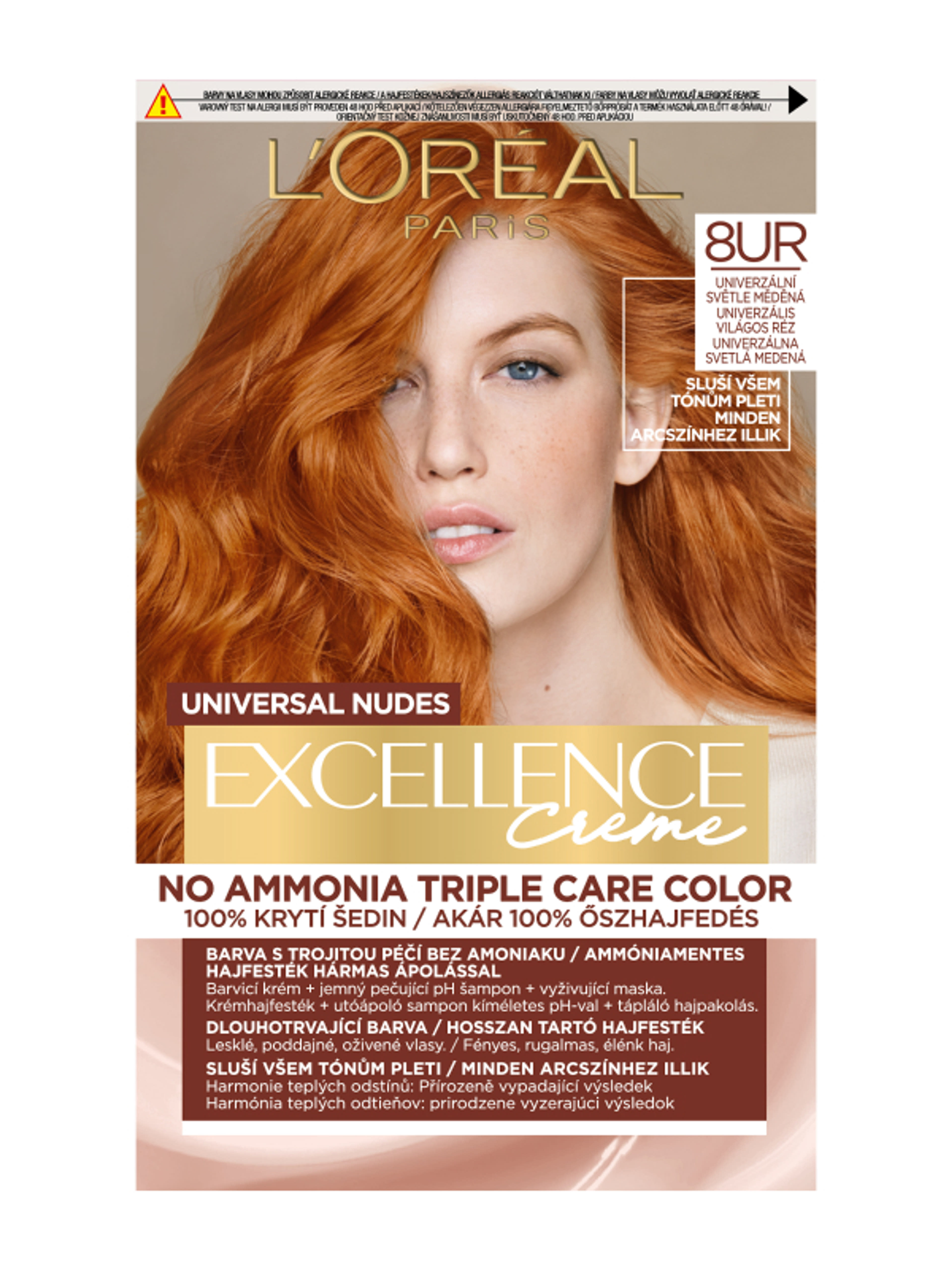 L'Oréal Paris Excellence Universal Nudes hajfesték /8 világos izzó vörös - 1 db-1
