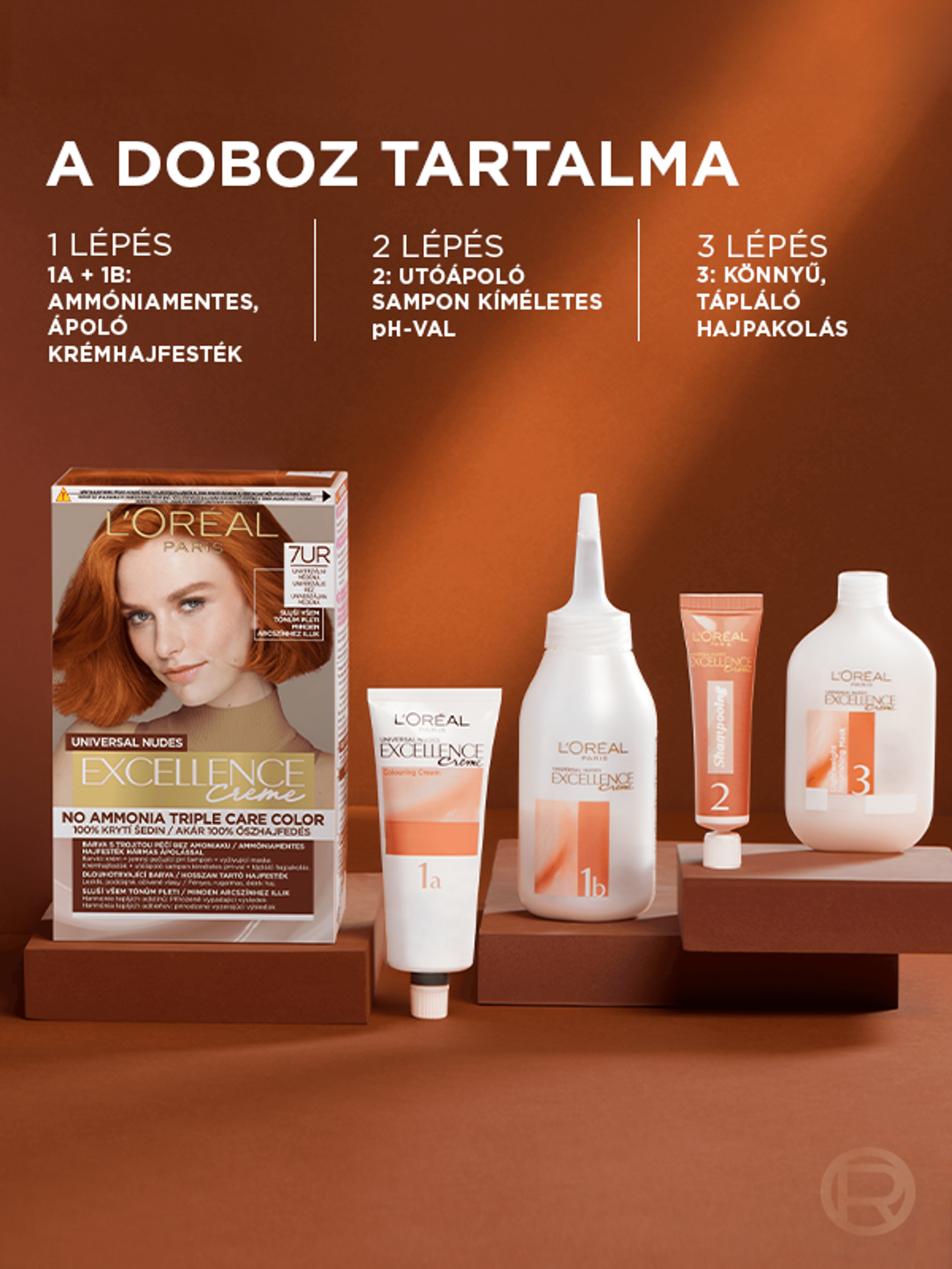 L'Oréal Paris Excellence Universal Nudes hajfesték /8 világos izzó vörös - 1 db-2