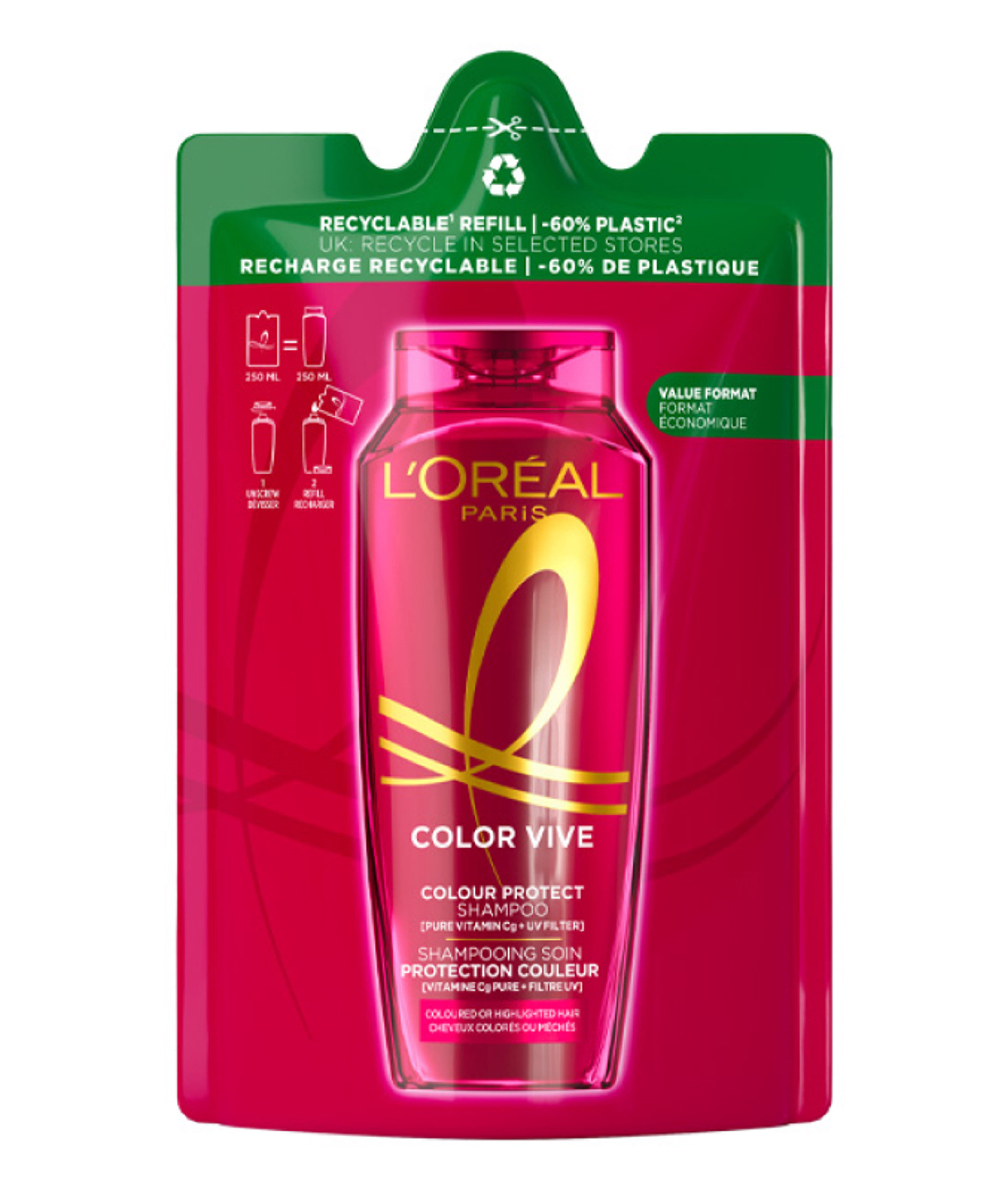 L'Oréal Paris Elseve Color Vive sampon utántöltő - 250 ml-2