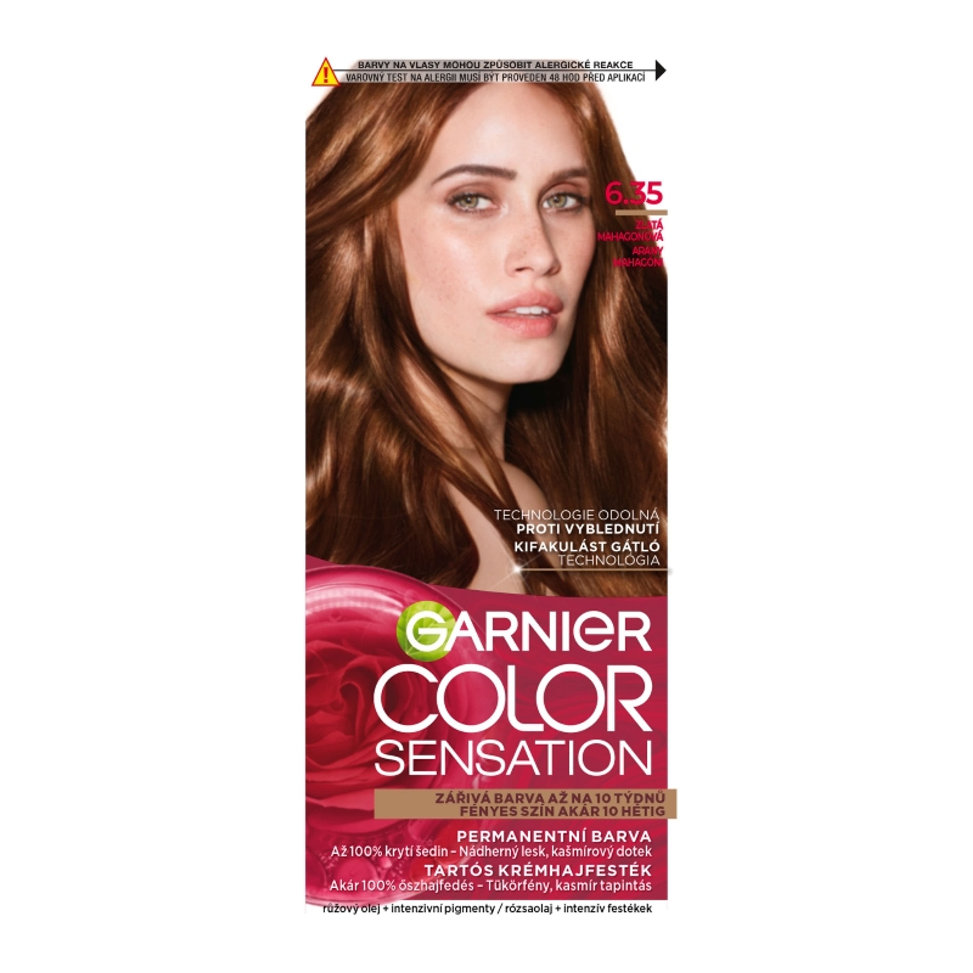 Garnier Color Sensation tartós hajfesték /6.35 arany mahagóni - 1 db