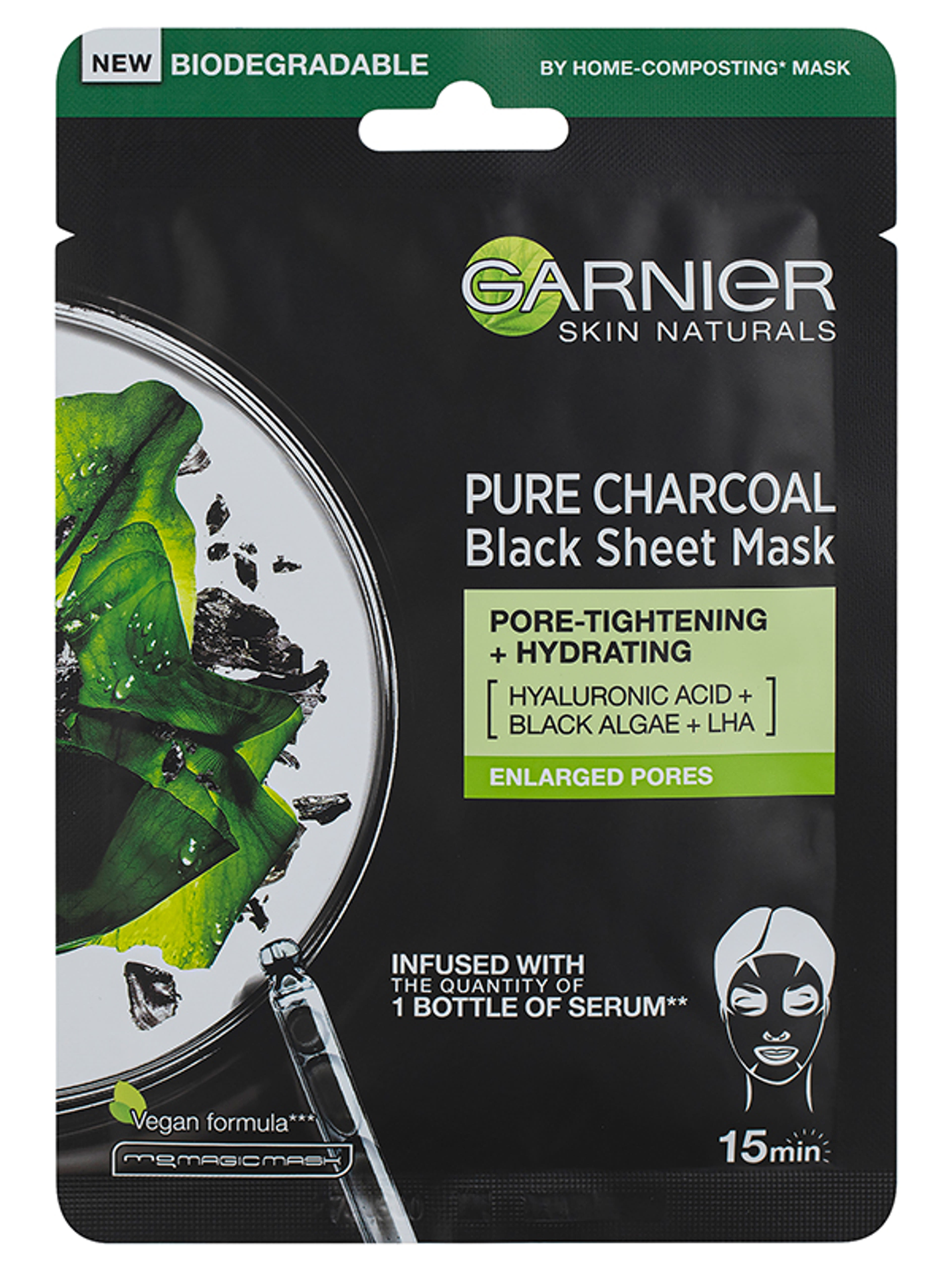 Garnier Skin Naturals tisztító és hidratáló textil maszk tág pórusokra - 28 g