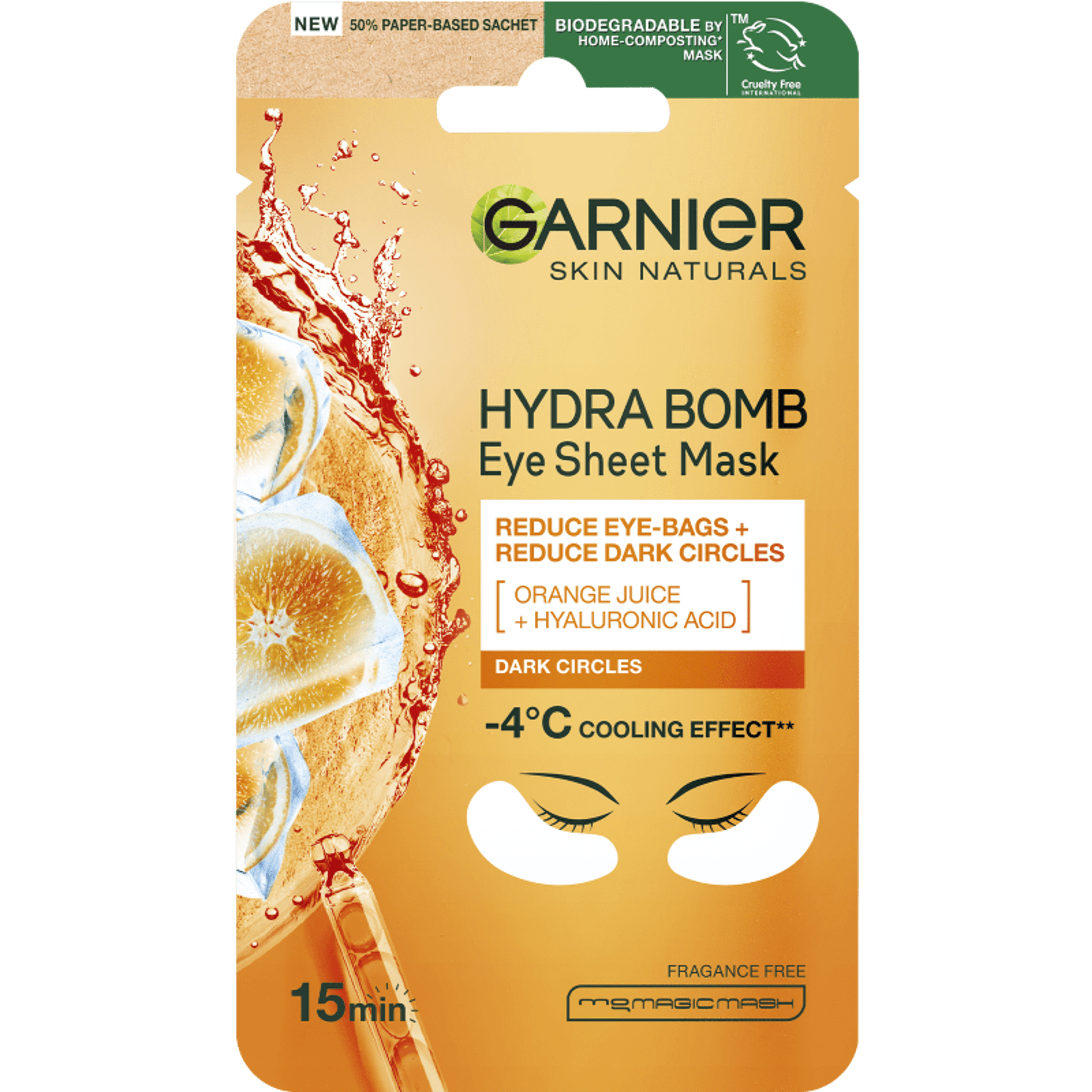 Garnier Skin Naturals Tissue Mask Moisture+ energizáló textil maszk szemkörnyékre - 6 g