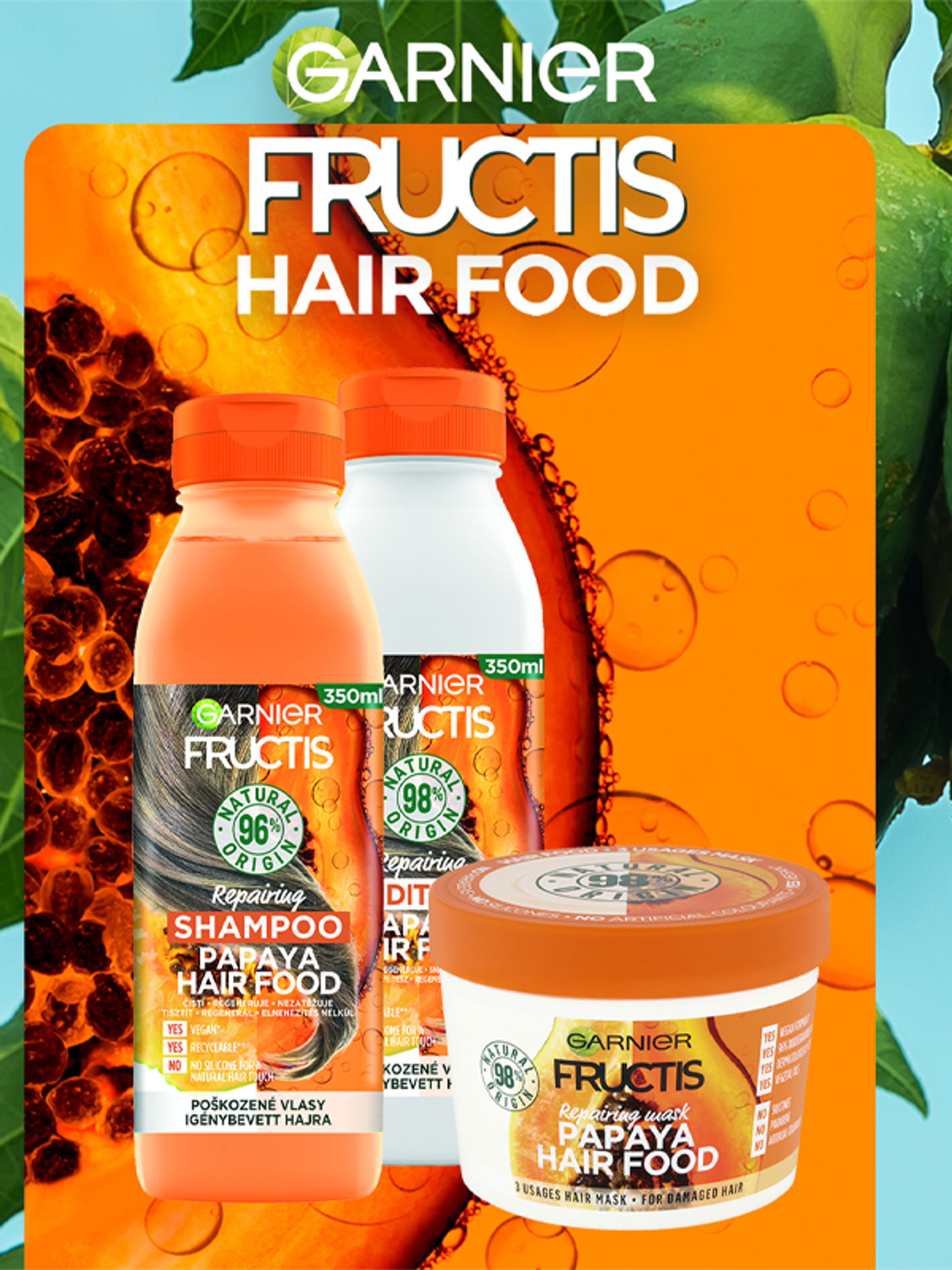 Garnier Fructis Hair Food Papaya regeneráló sampon - 350 ml-7