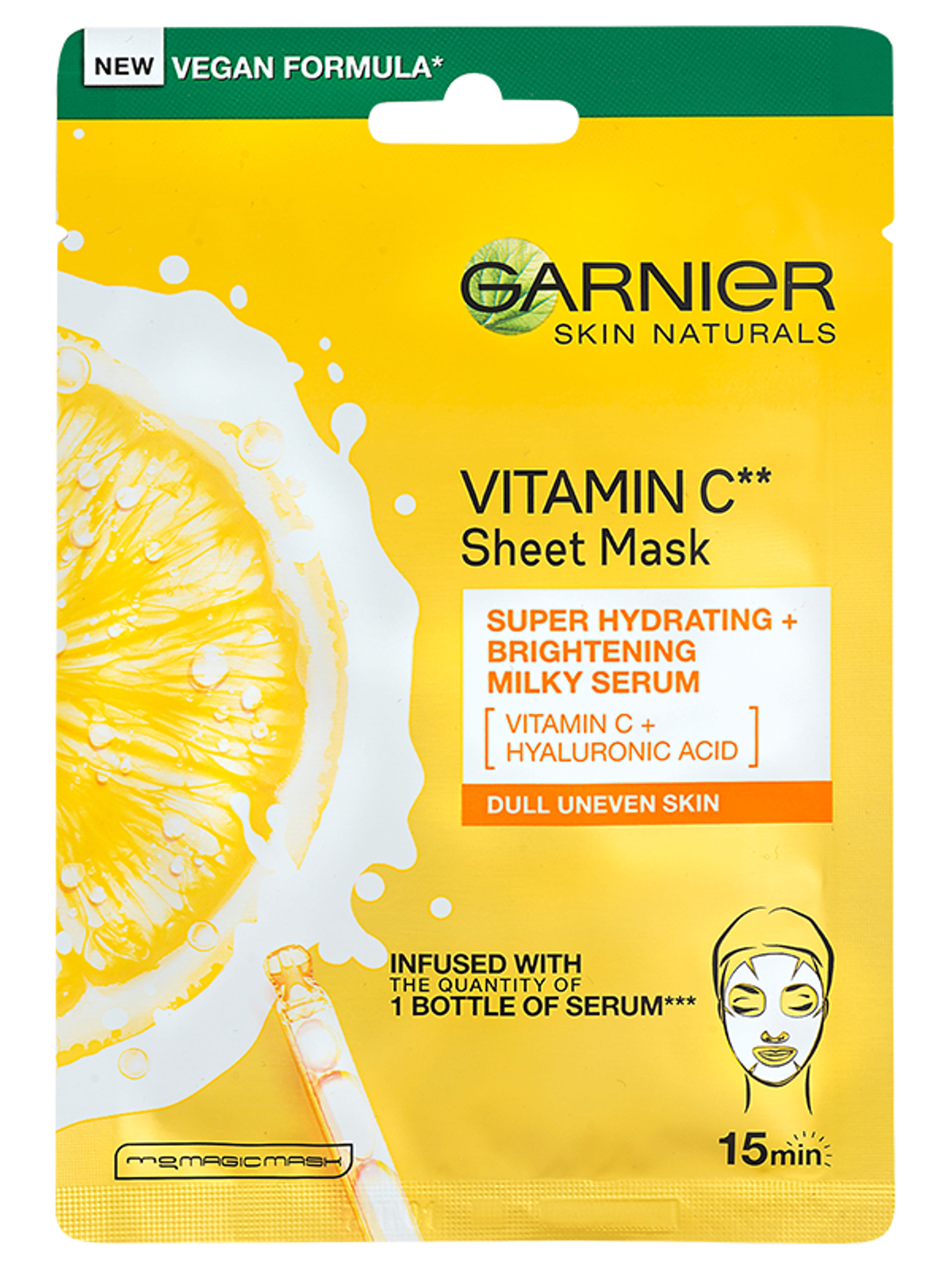 Garnier Skin Naturals ragyogást adó fátyolmaszk C-vitaminnal - 28 g