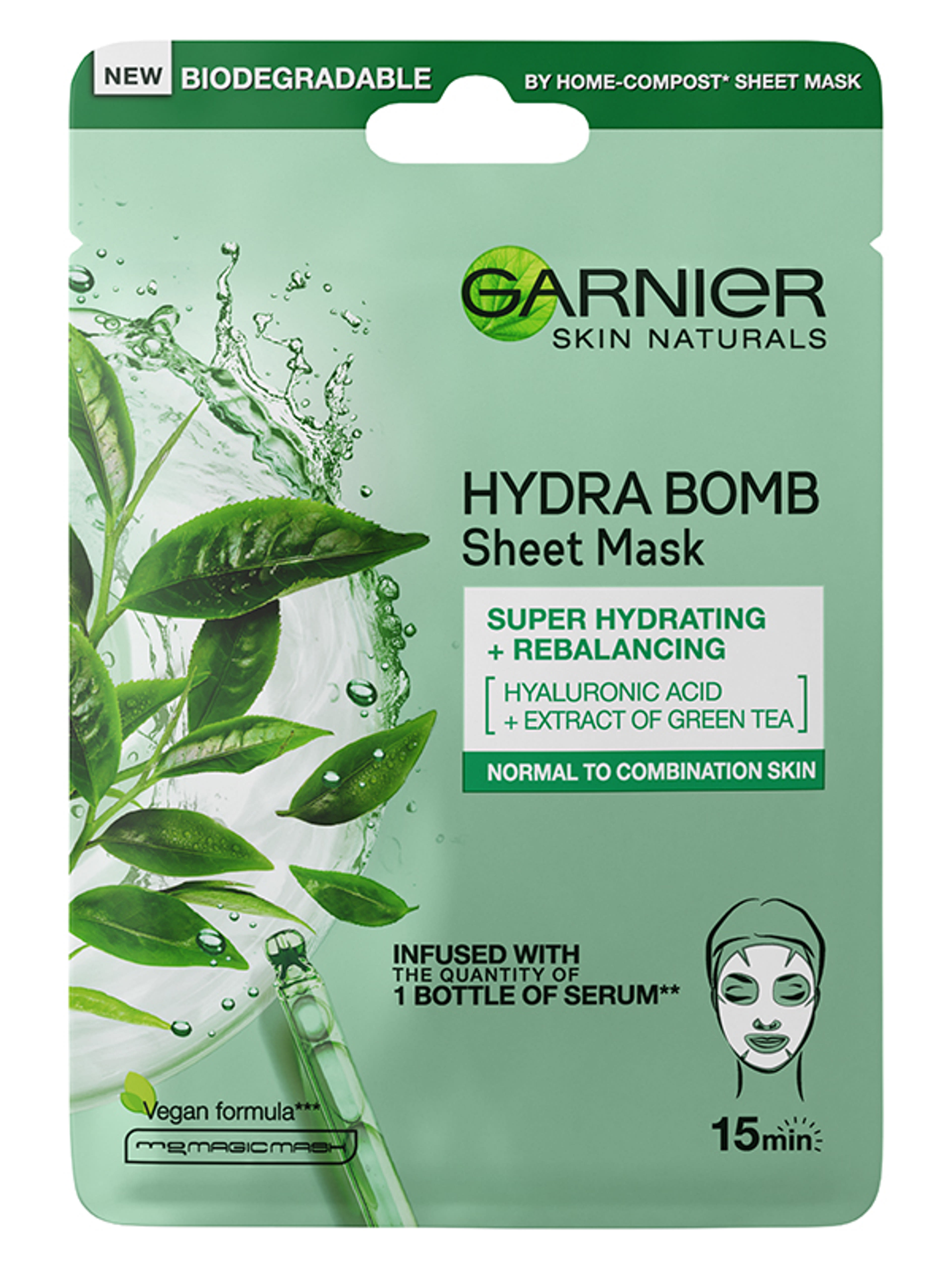 Garnier Skin Naturals Hidratálás + Frissesség szuper hidratáló és tisztító textilmaszk - 28 g
