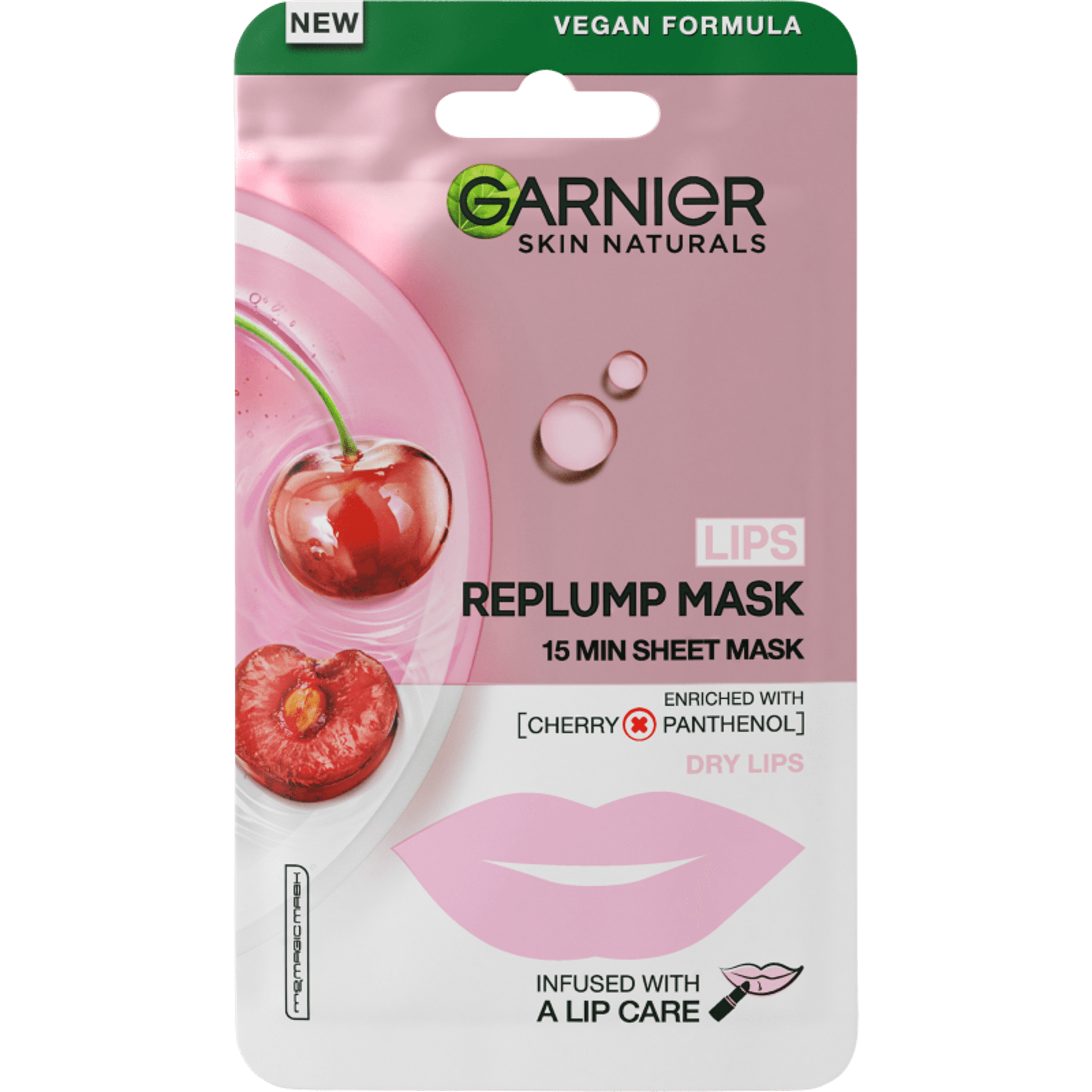 Garnier Skin Naturals nedvességgel feltöltő textilmaszk az ajkakra - 5g