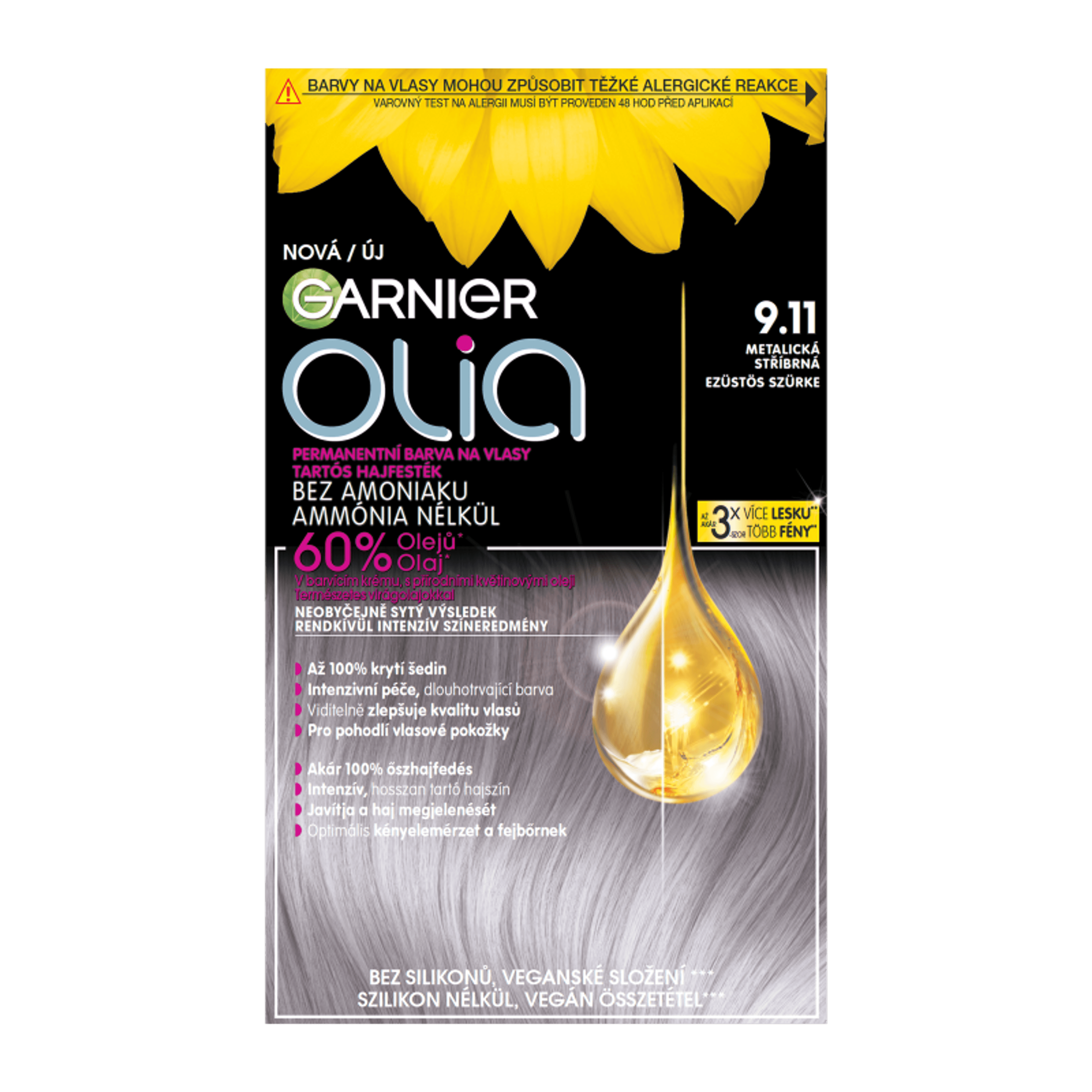 Garnier Olia tartós hajfesték /9.11 ezüstös szürke - 1 db