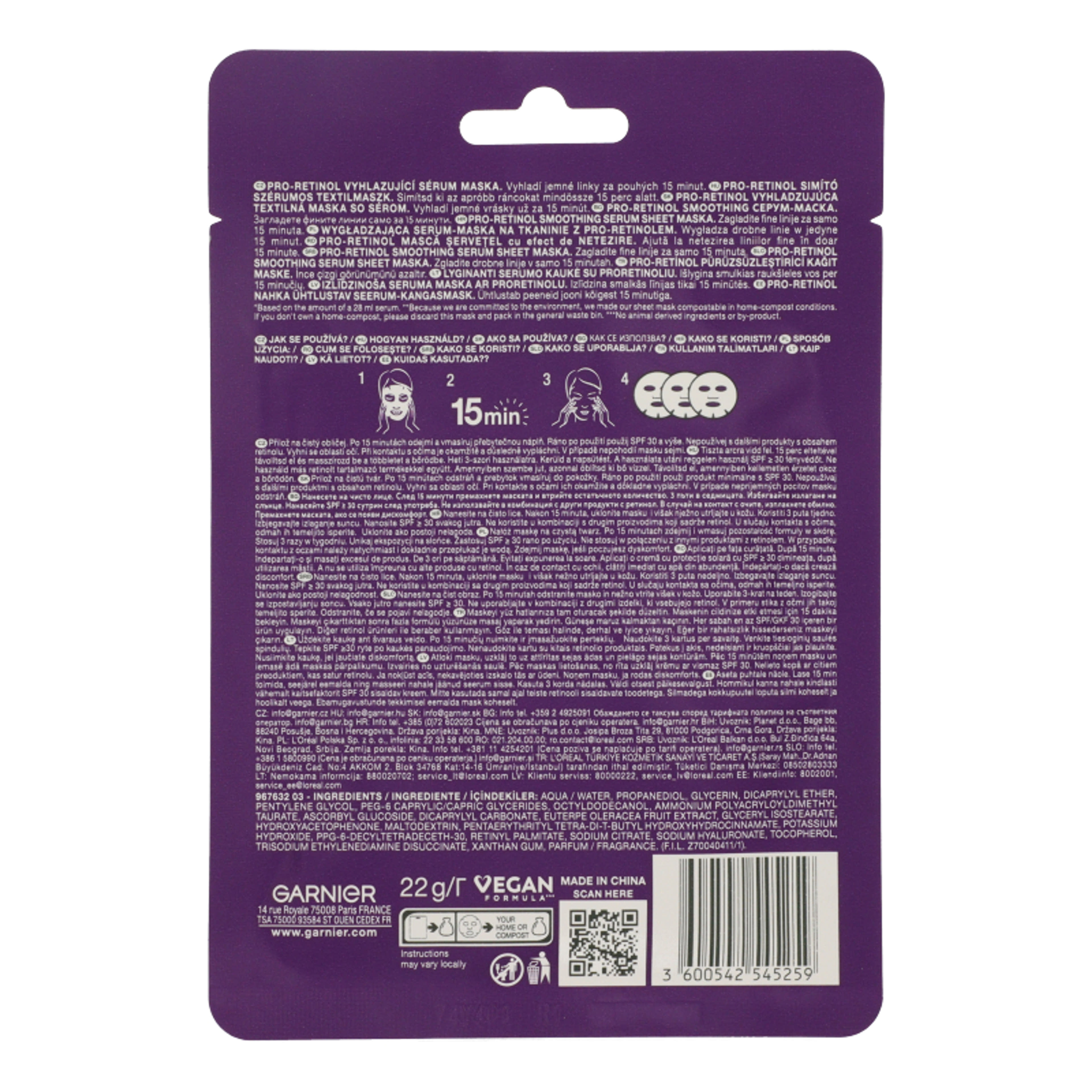Garnier Nature Skin Pro-Retinol textil maszk - 22 g-2