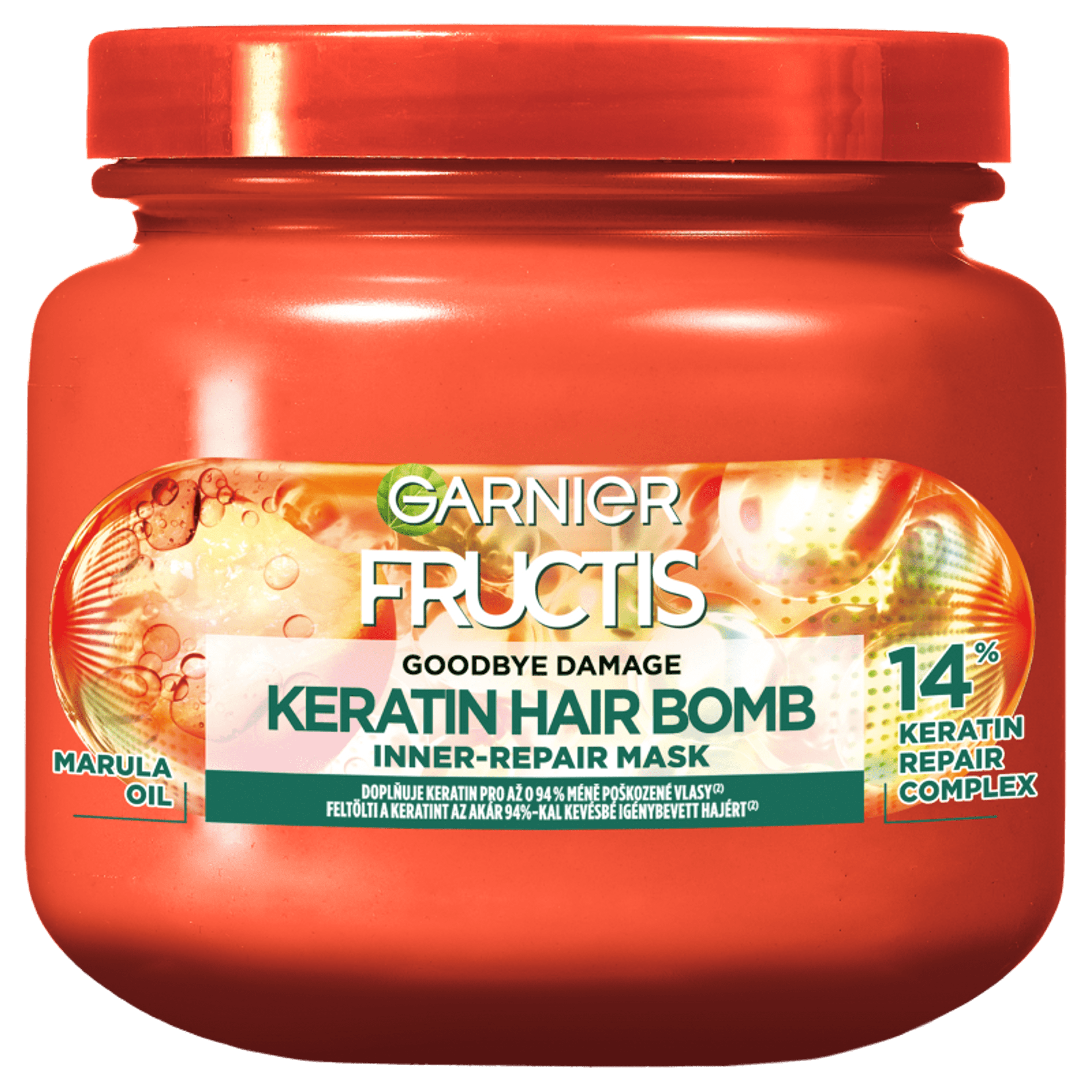 Garnier Fructis Goodbye Damage Keratin Hair Bomb hajpakolás igénybevett hajra - 320 ml