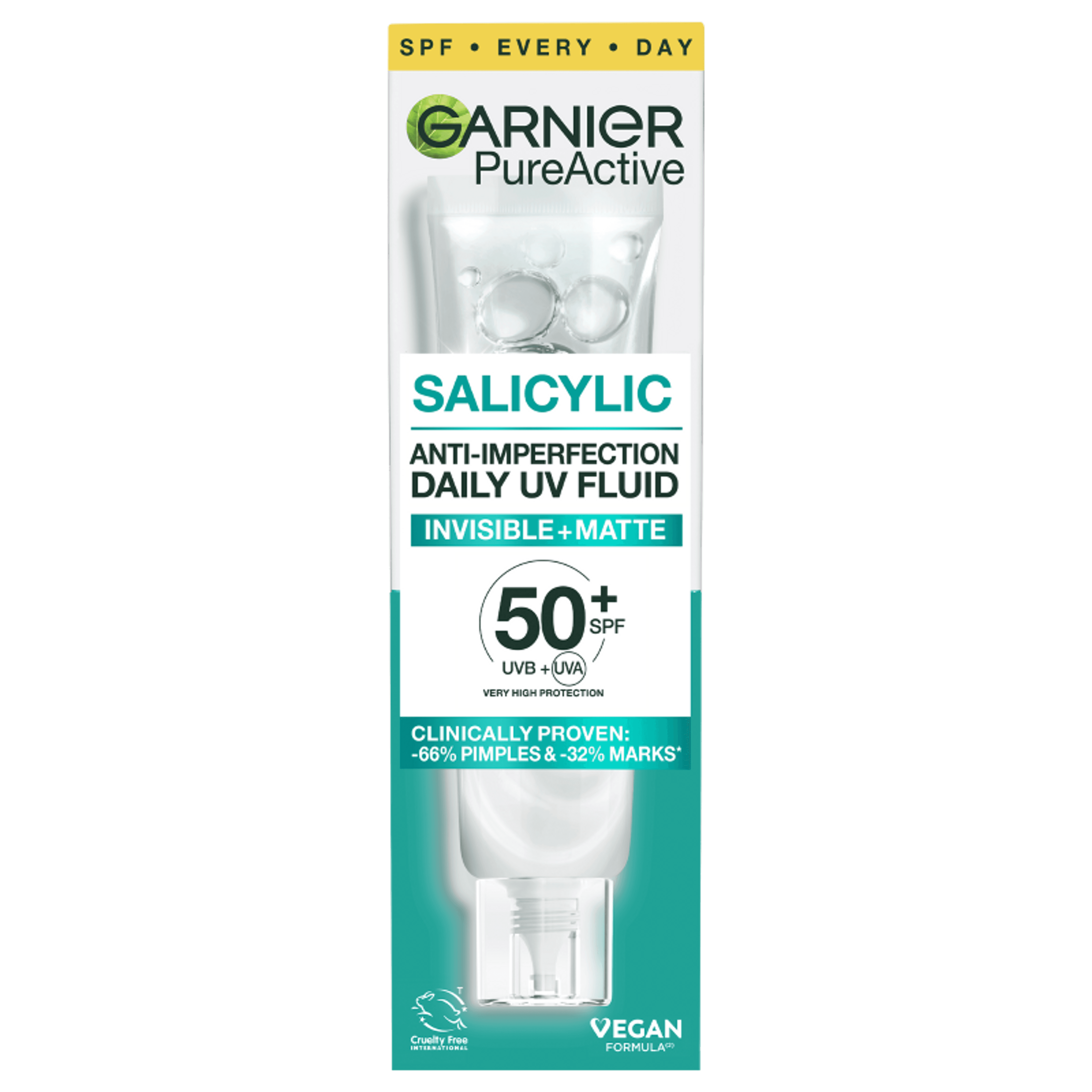 Garnier Pure Active BHA + Niacinamid mindennapos használatra szánt fluid bőrhibák ellen SPF 50+ - 40 ml