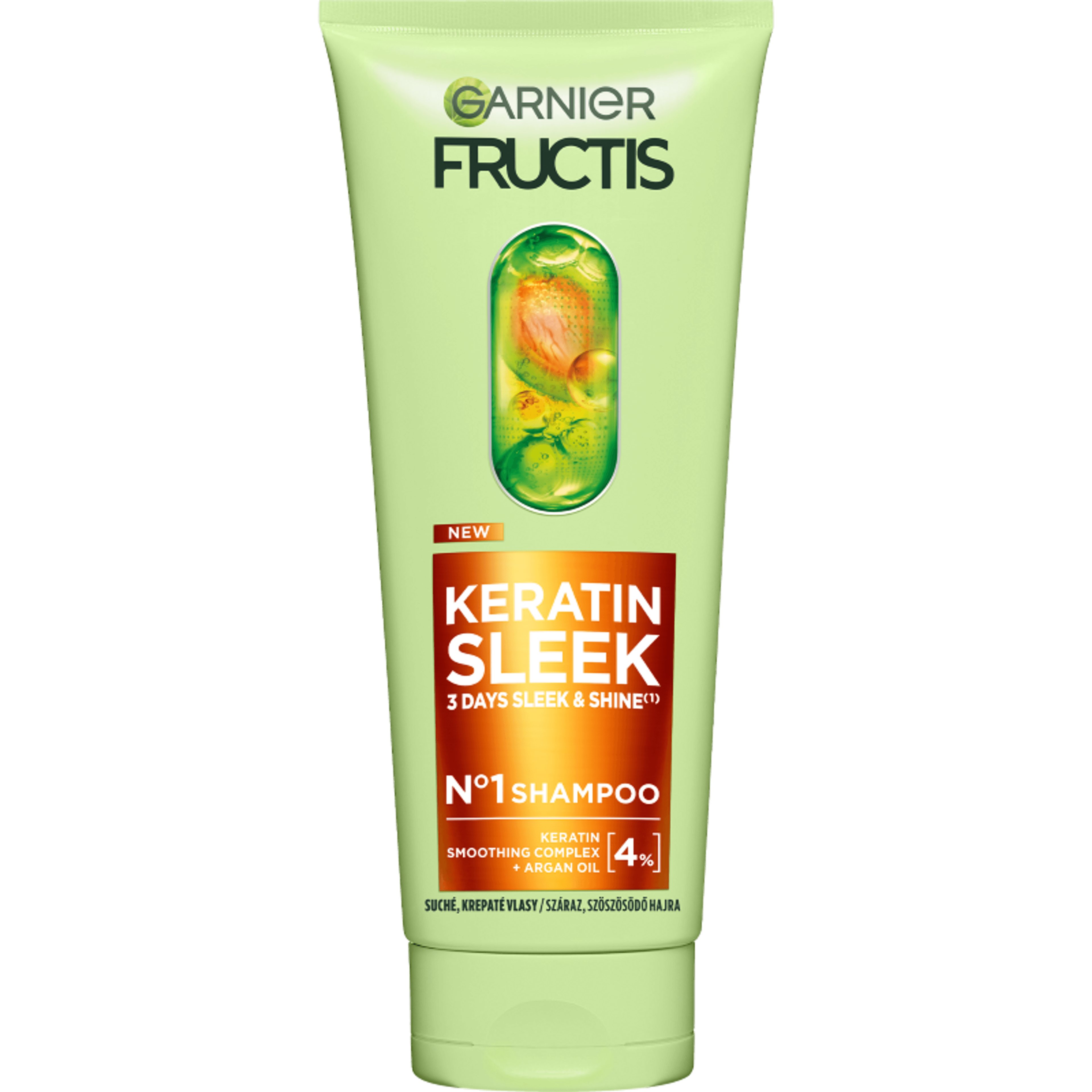 Garnier Fructis Keratin Sleek sampon száraz, szöszösödő hajra - 200 ml
