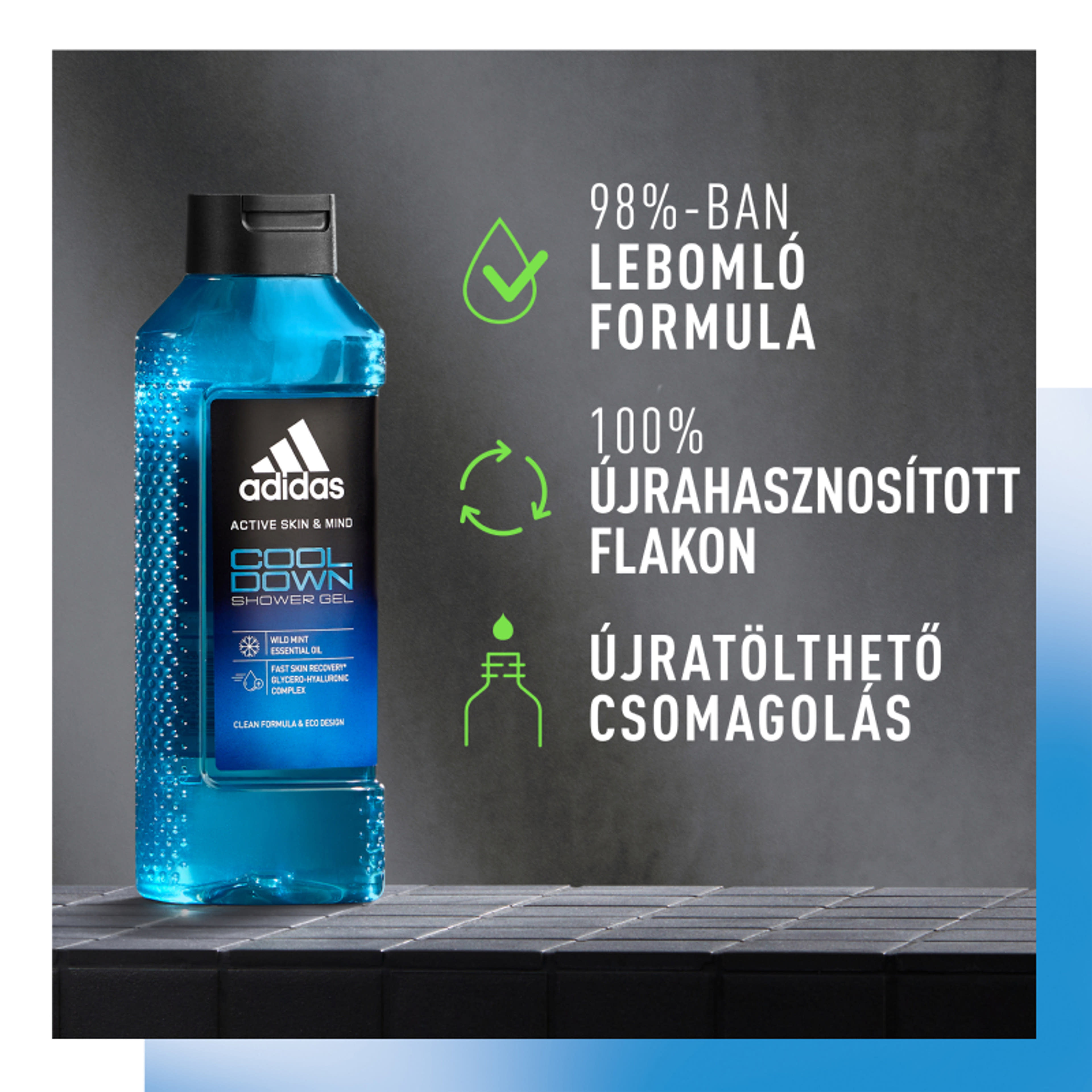 Adidas Active Skin&Mind Cool Down férfi tusfürdő - 400 ml-3