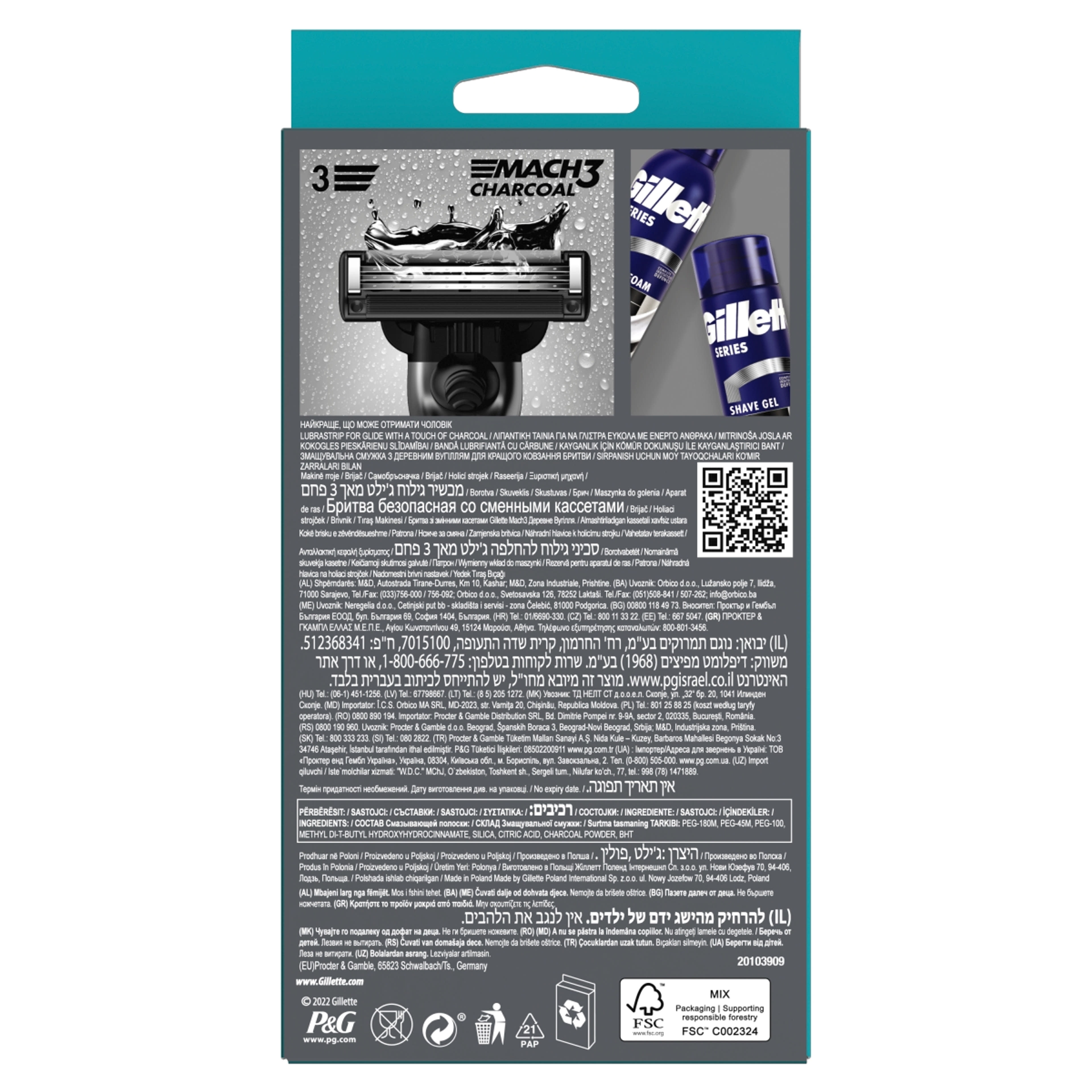 Gillette Mach3 Charcoal borotva készülék + 2 db betét - 1 db-2