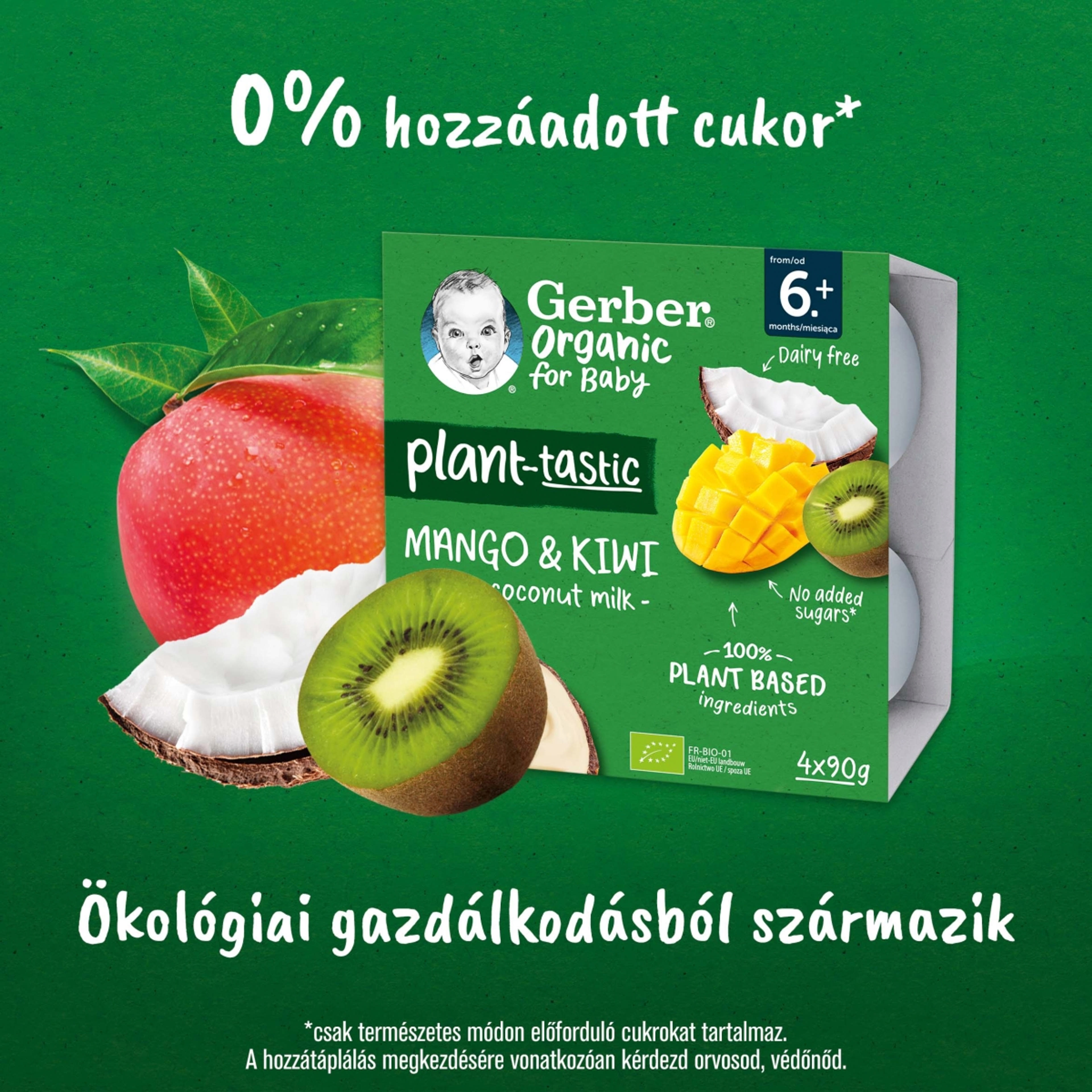 Gerber Organic kókusztej alapú mangó-kiwi ízű bio babadesszert 6 hónapos kortól 4 x 90 g - 360 g-5