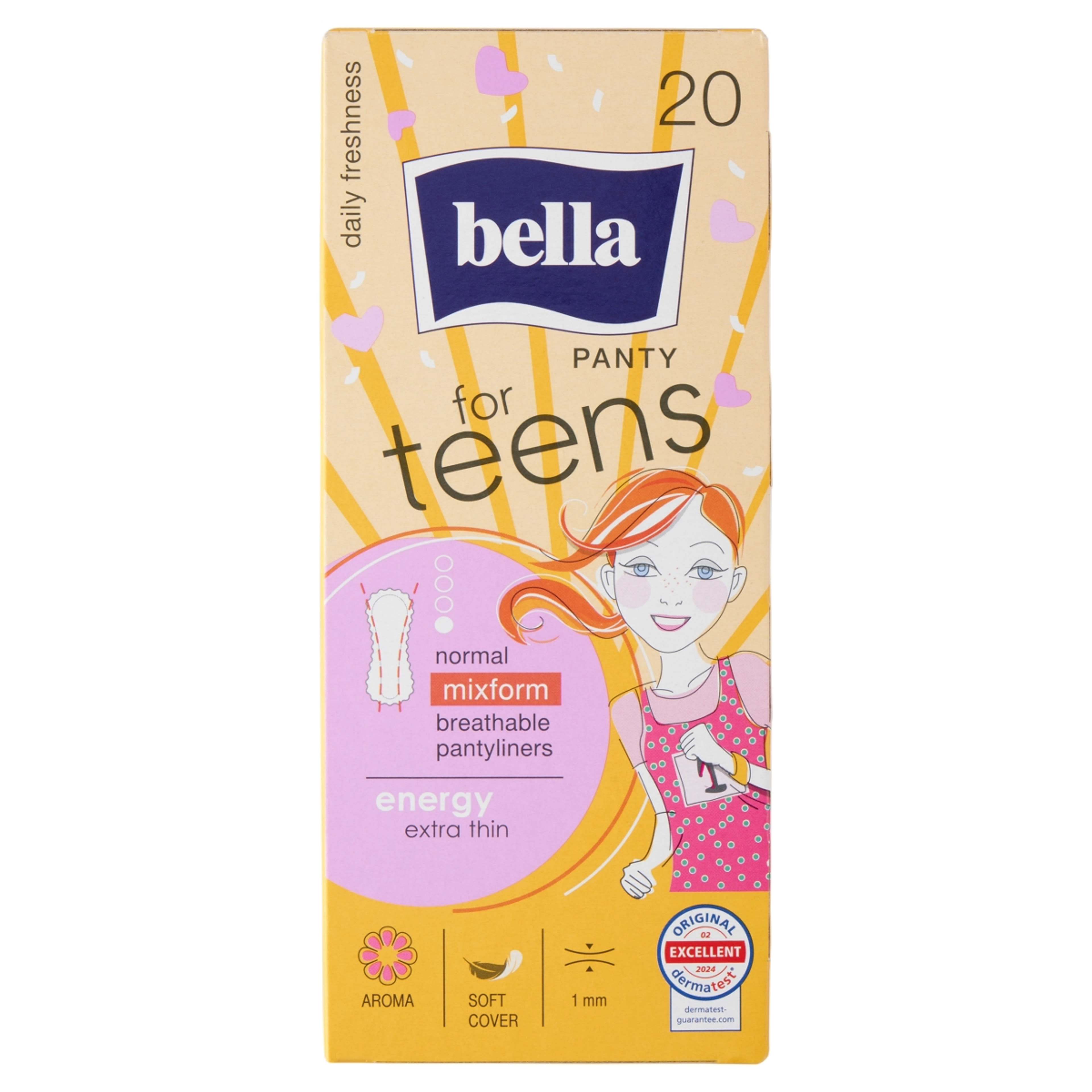 Bella For Teens Energy vékony, légáteresztő tisztasági betét - 20 db