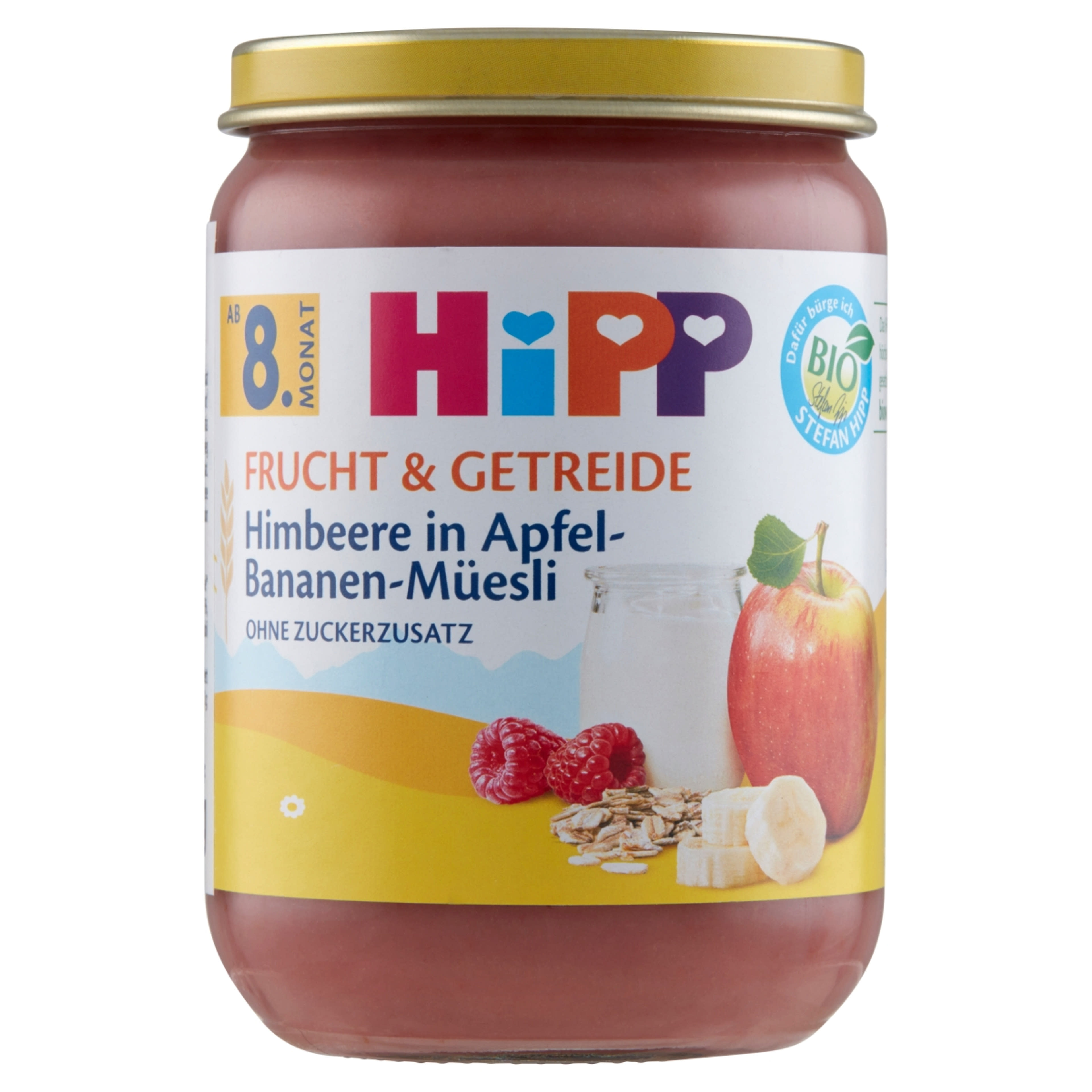 Hipp Bio gyümölcspép 8 hónapos kortól alma-banán-málna müzlis joghurt - 190 g-1
