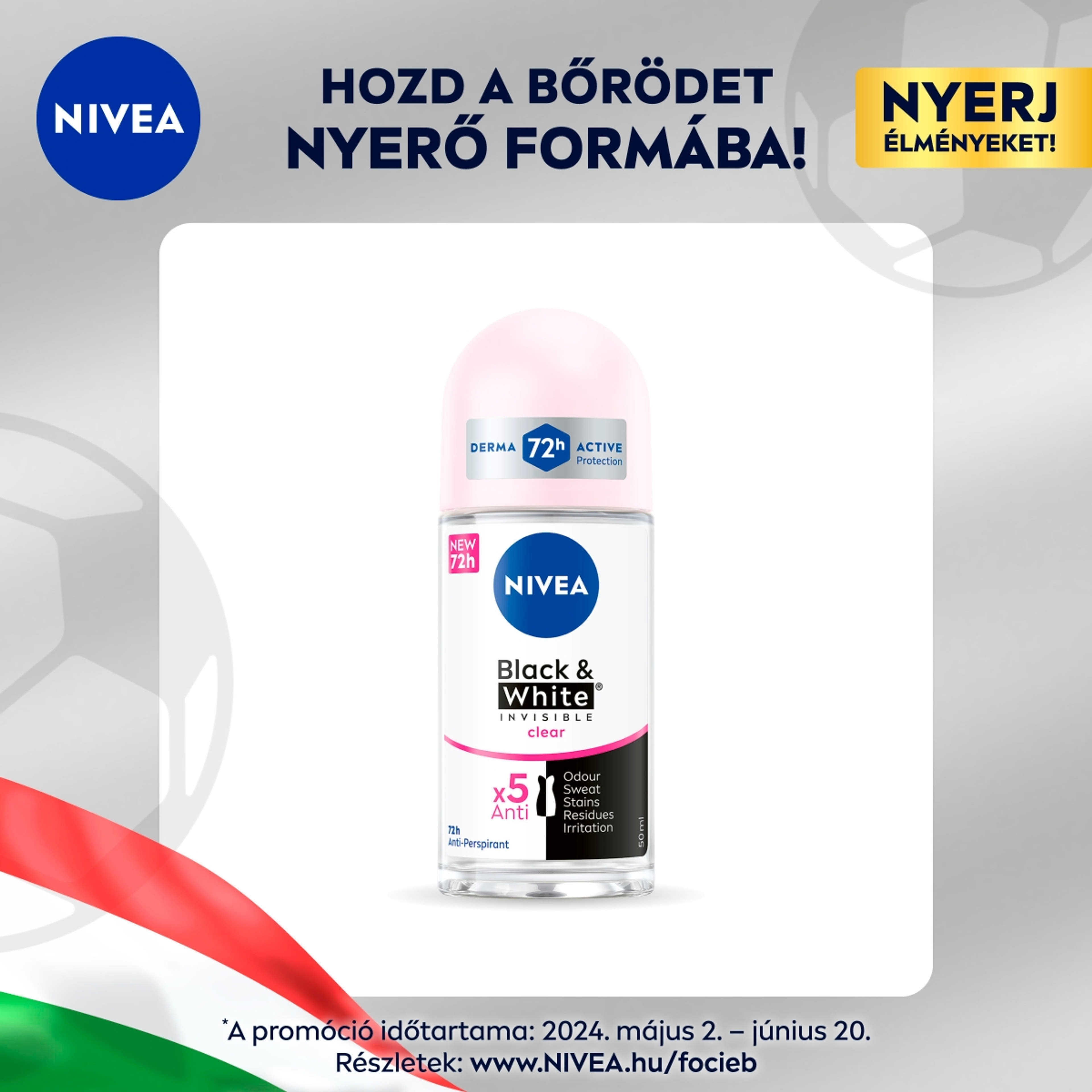 NIVEA Izzadásgátló golyós dezodor Black & White Invisible Clear - 50 ml-2