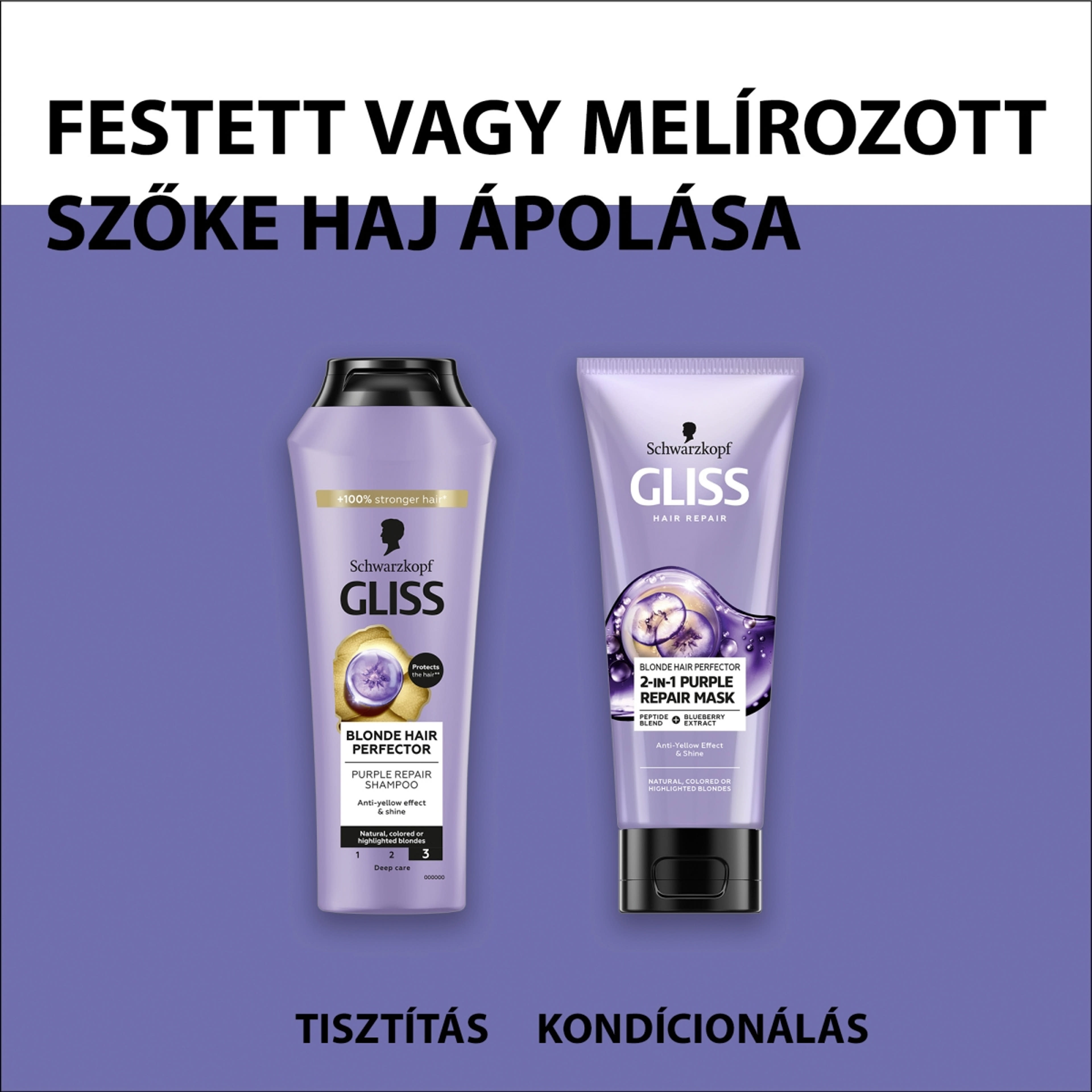 Gliss hajregeneráló hamvasító sampon Blonde Perfector - 1 db-6