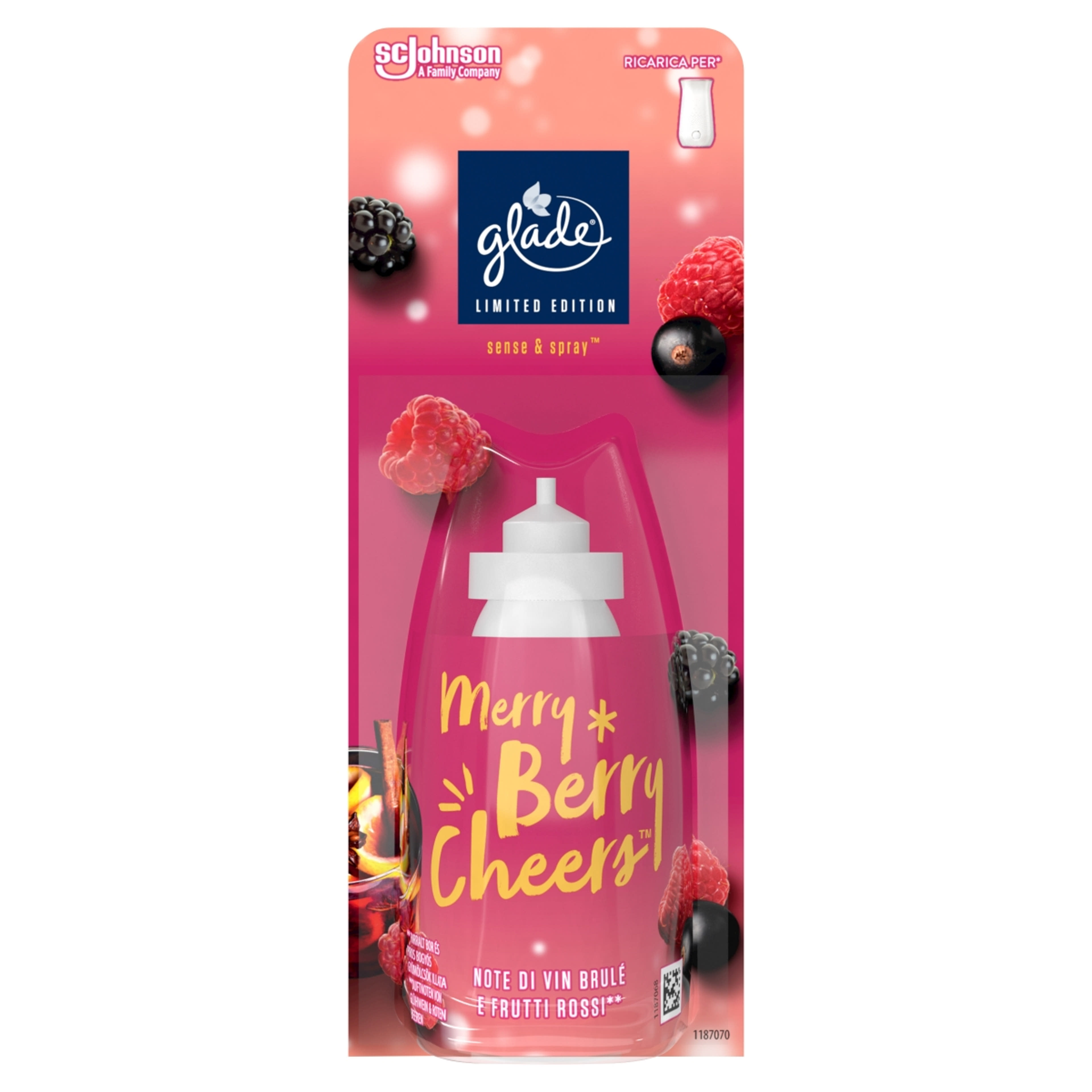 Glade Sense & Spray Merry Berry Cheers automata légfrissítő utántöltő - 18 ml