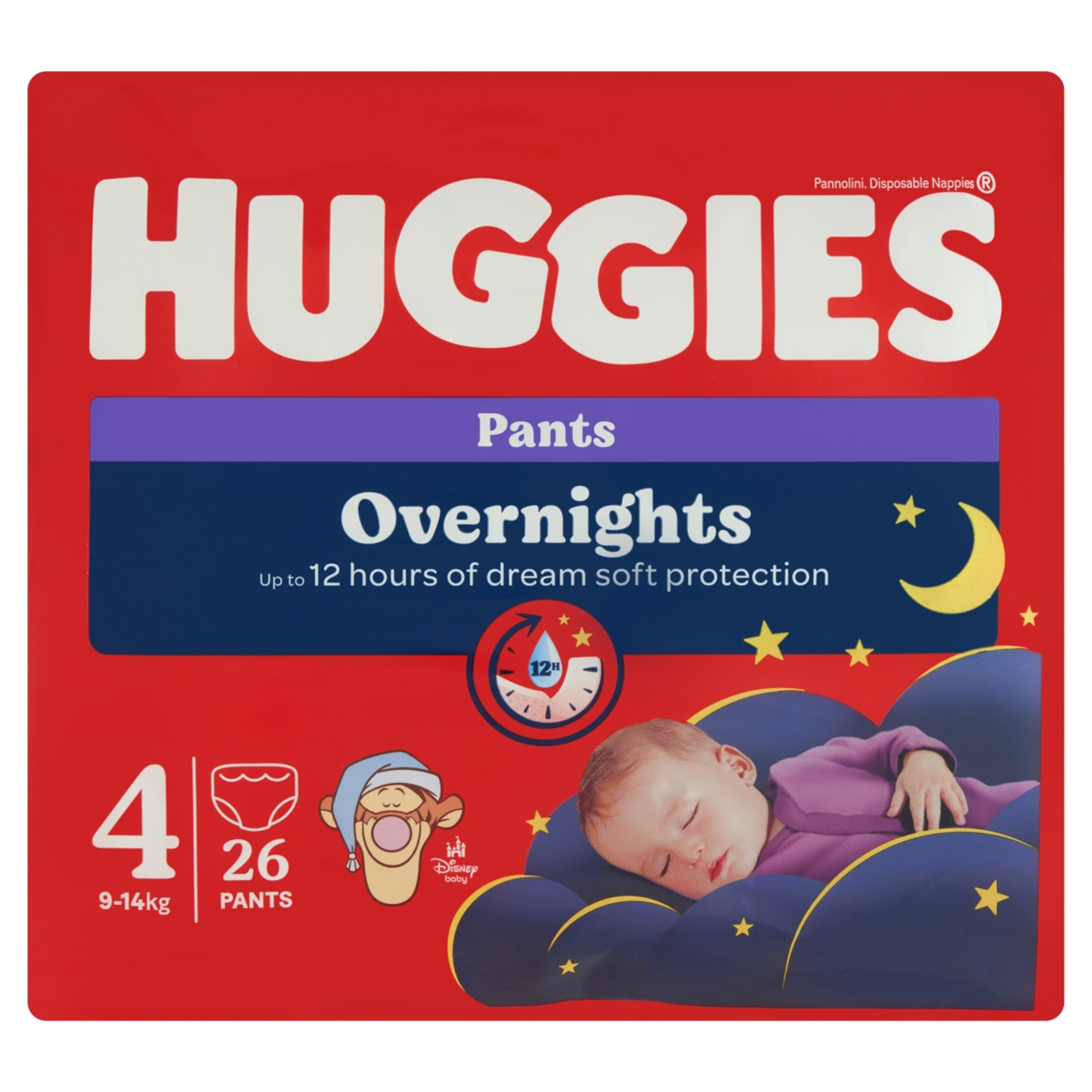 Huggies Overnights éjszakai bugyipelenka 4-es méret, 9-14 kg - 26 db