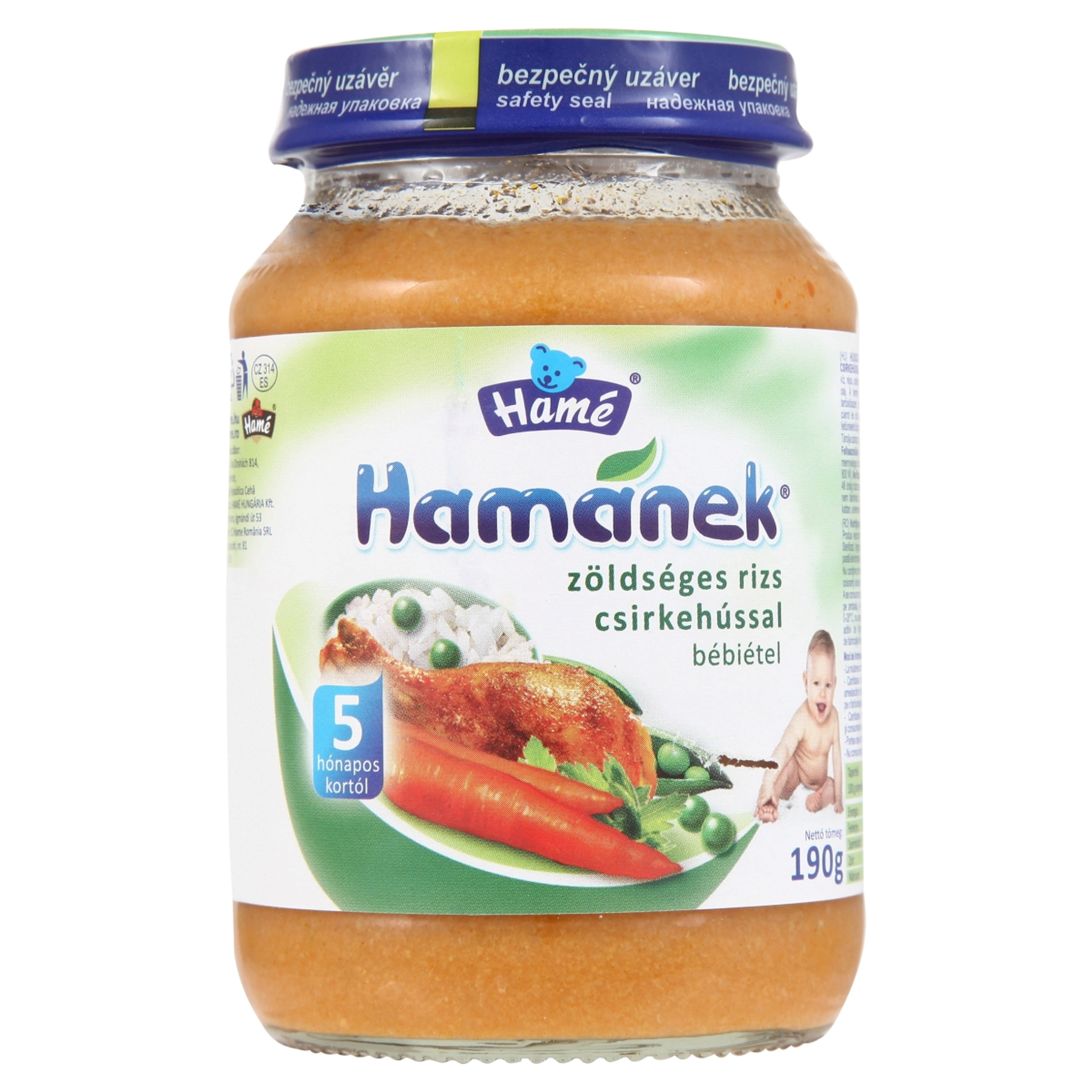 Hamánek Bébiétel Zöldséges Rizs Csirkehússal 5 Hónapos Kortól - 190 g-1