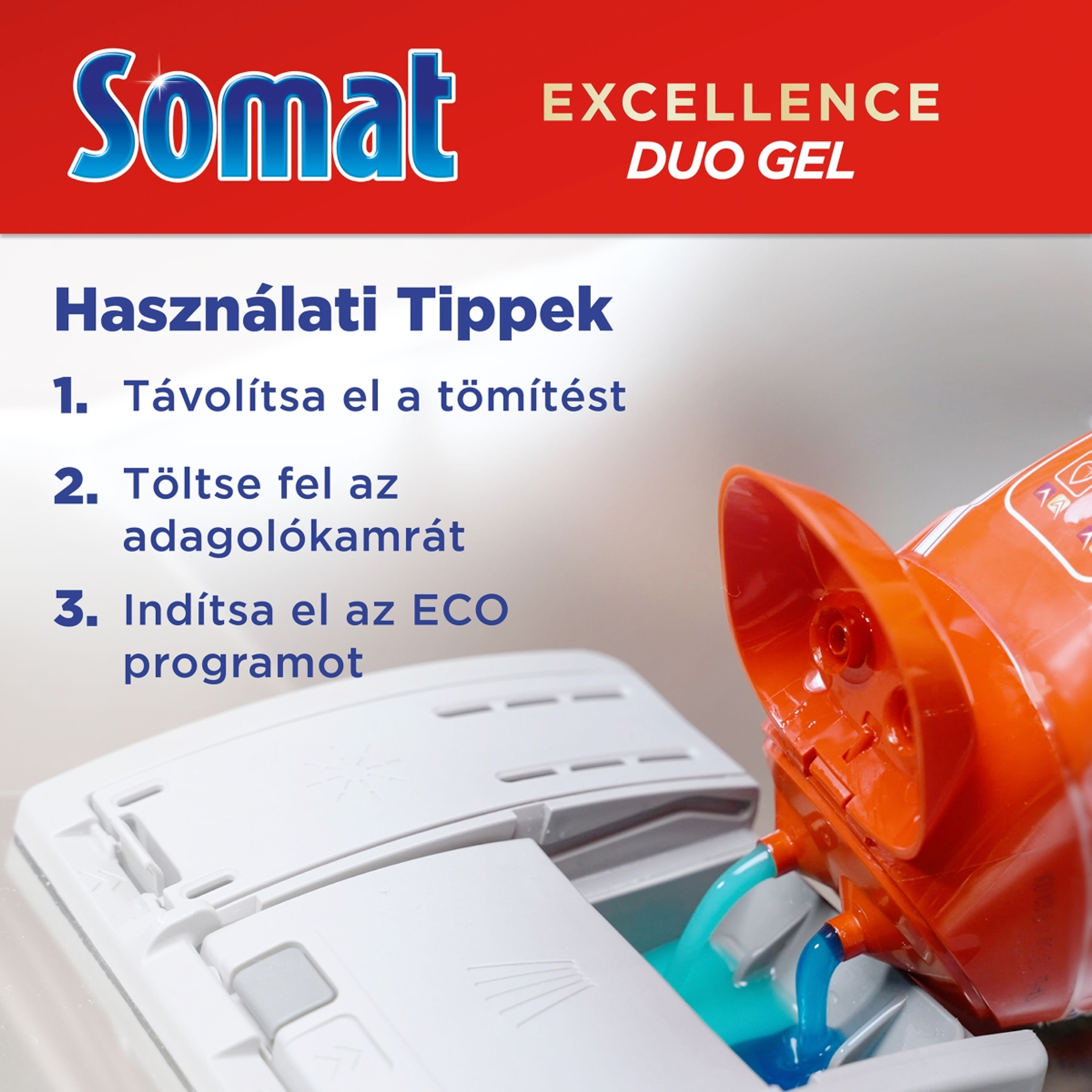 Somat Excellence Duo Gel gépi mosogatószer gél 90 mosogatás - 1620 ml-3